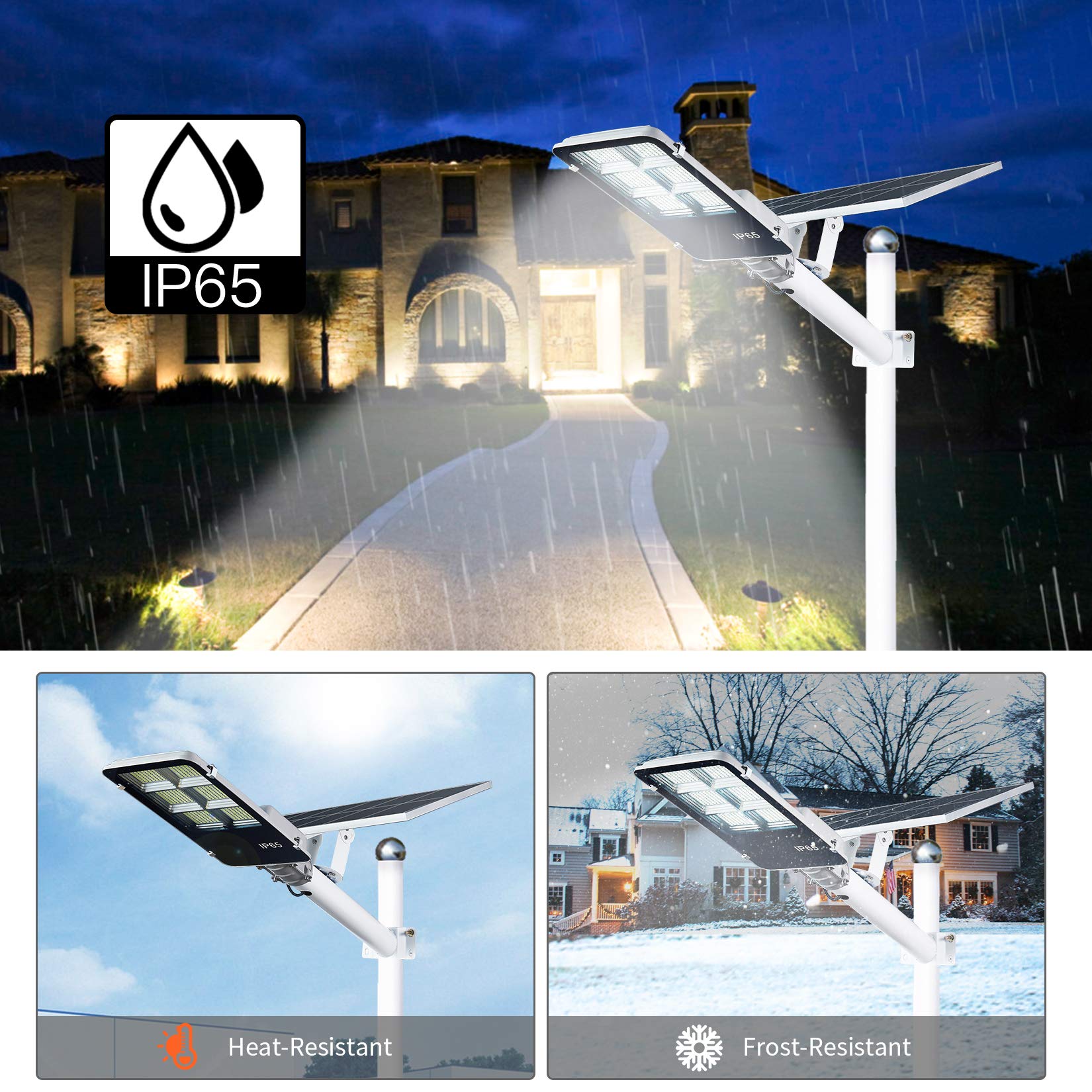 200W Solar Street Lights Outdoor Waterproof - IP65 Solar Powered Security Flood Light with Remote Control for Yard, Garden, Street, Playground, Basketball Court, Garage, Parking Lot, Pathway | Perfect for Nighttime Safety and Energy-Efficient Outdoor Lighting