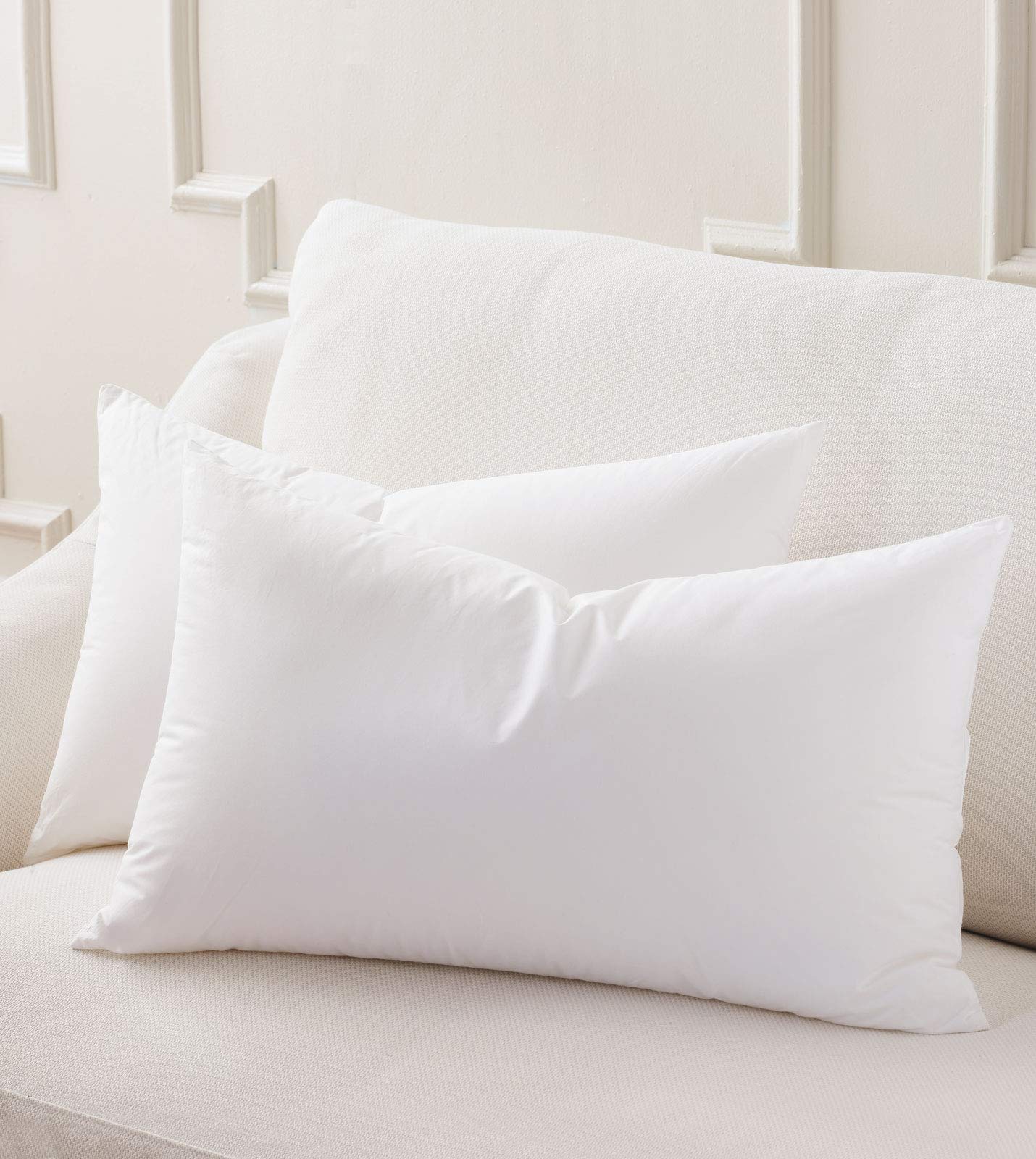 Luxury Hypoallergenic King Size Pillow Insert - 21x38 Inches, 50% Feather 50% Polyester Blend, Ultra Soft & Fluffy, 100% Cambric Cotton Shell, Made in USA (Set of 2) | Perfect for Bedroom, Guest Room, Hotel, and Home Decor