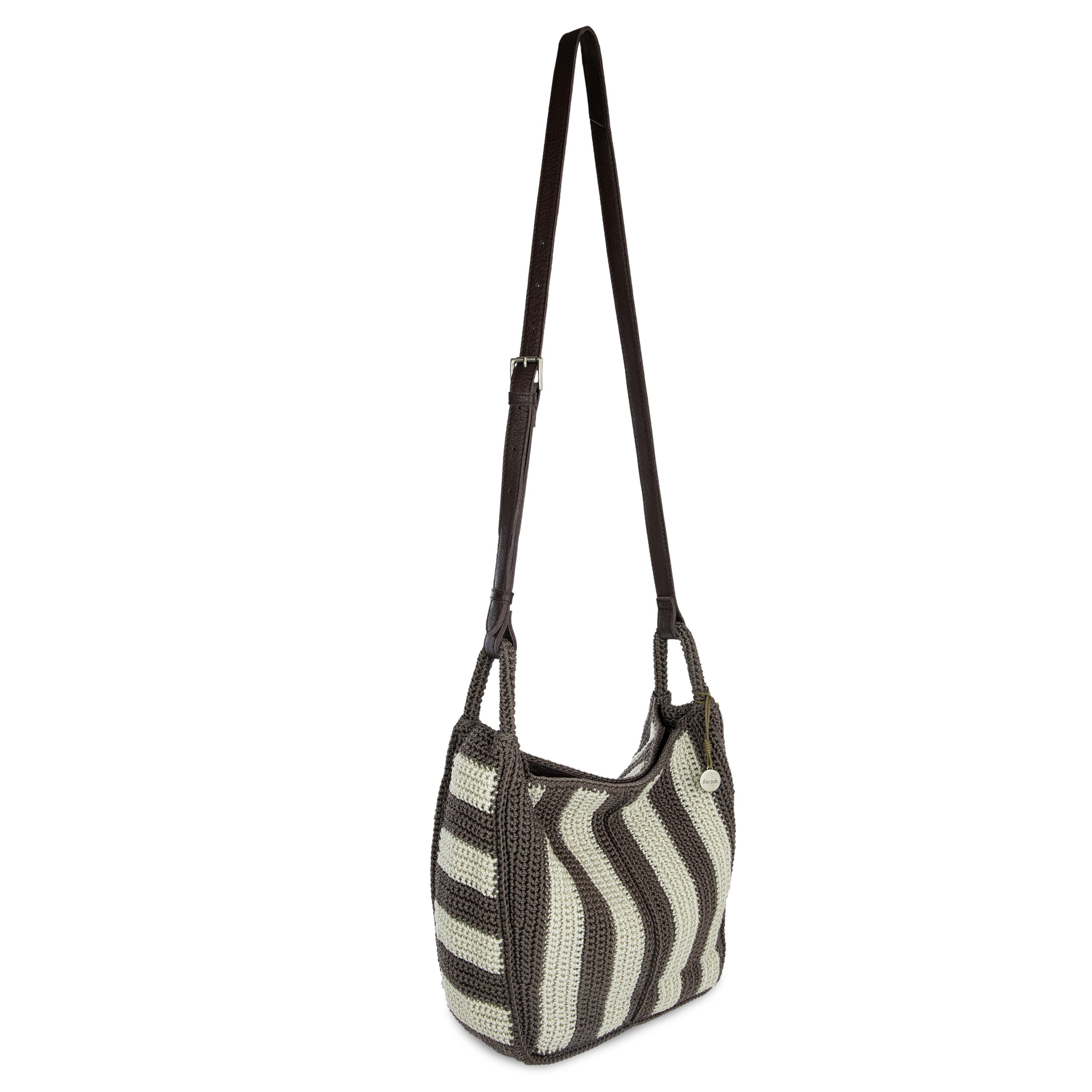 Los Feliz Hand Crochet Crossbody Bag - Mushroom Stripe Pattern Boho Purse for Women, Perfect for Festivals, Travel & Everyday Use