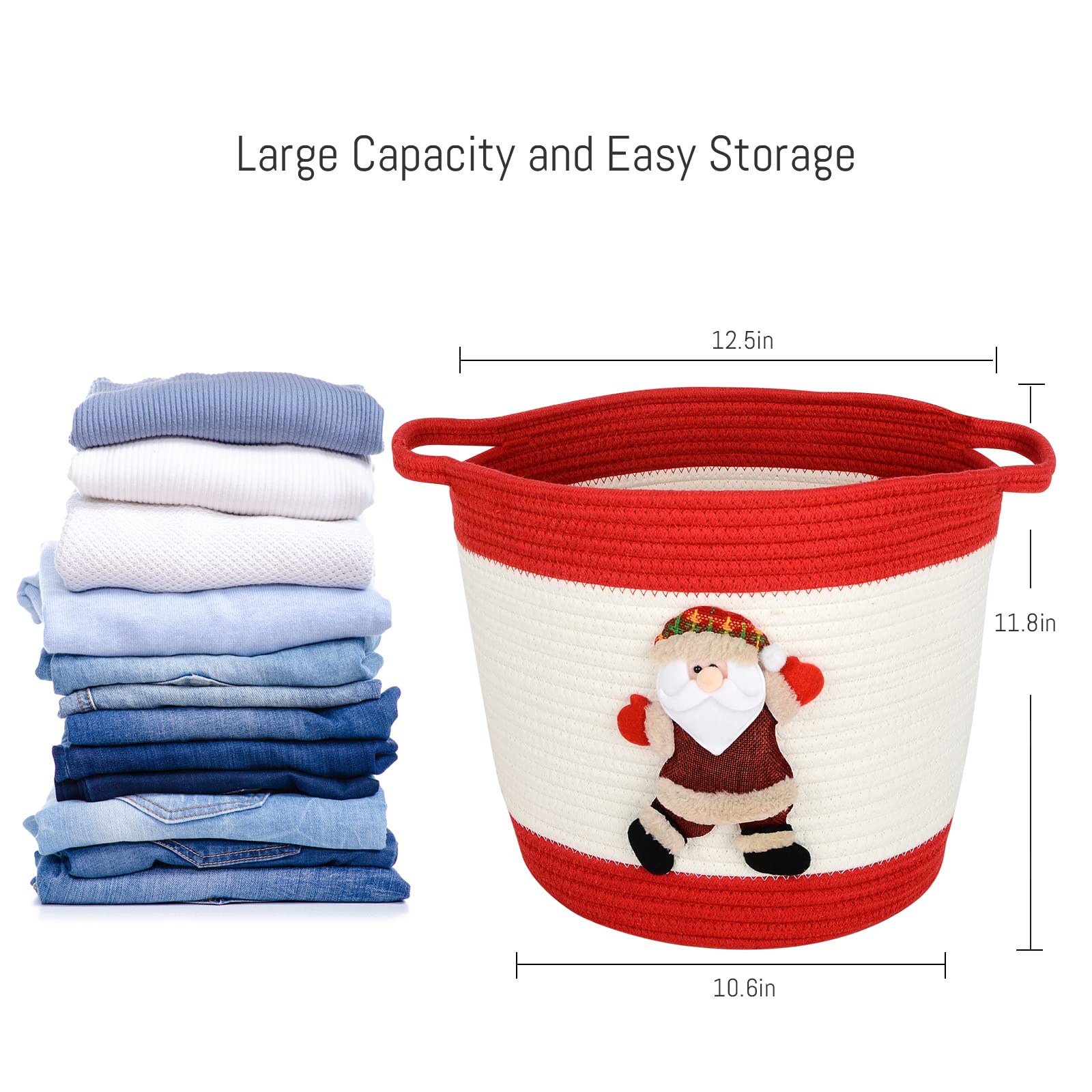 Christmas Santa Claus Storage Basket - Holiday Home Decor & Gift for Mom, Teen Girls - Boho Style Toy, Clothes & Miscellaneous Organizer - Perfect for Festive Decor, Bedroom & Living Room Storage