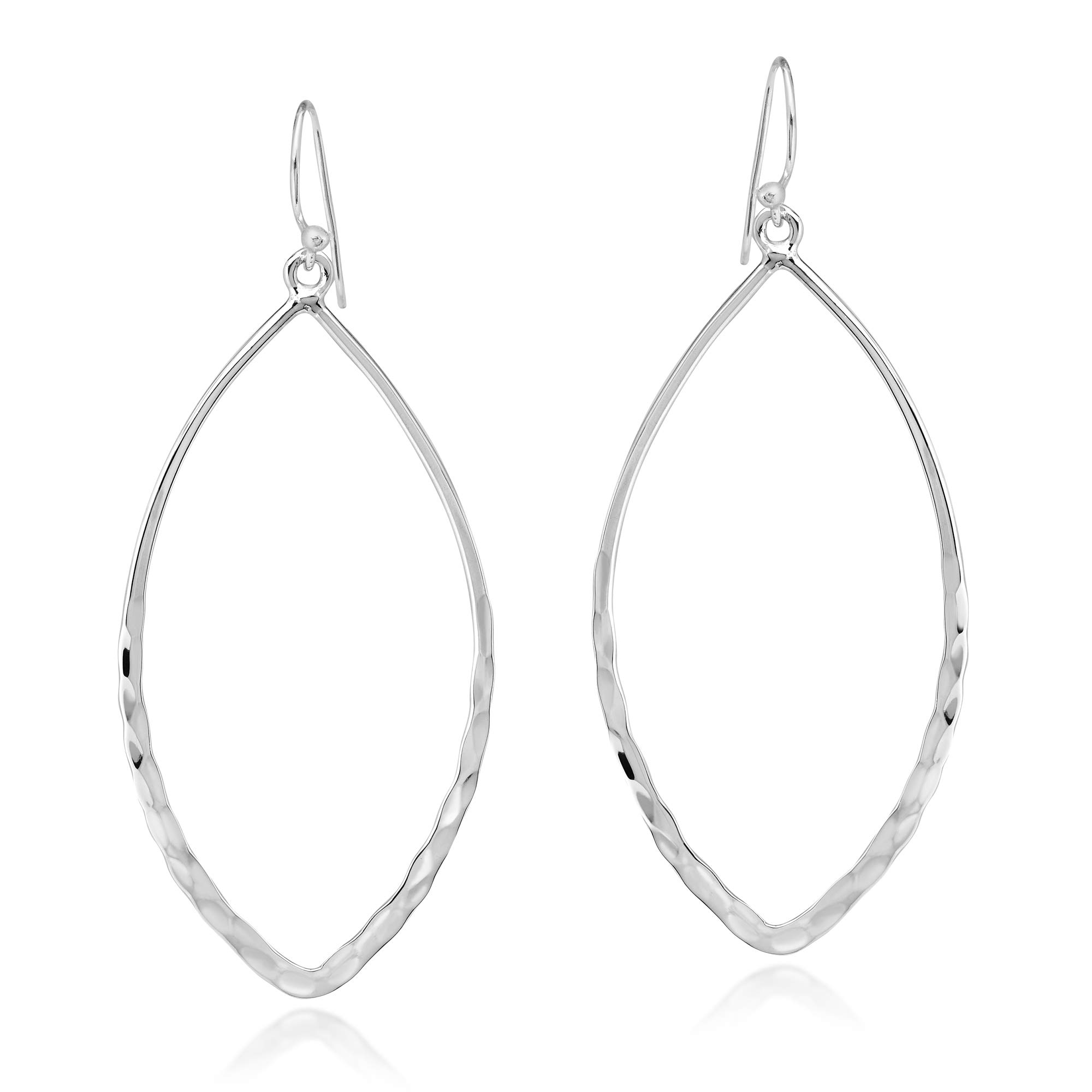 AeraVida .925 Sterling Silver Dangle Earrings for Women - Elegant Textured Oval Hoop Earrings | Hypoallergenic Silver Jewelry Gift for Birthday, Anniversary & Everyday Wear
