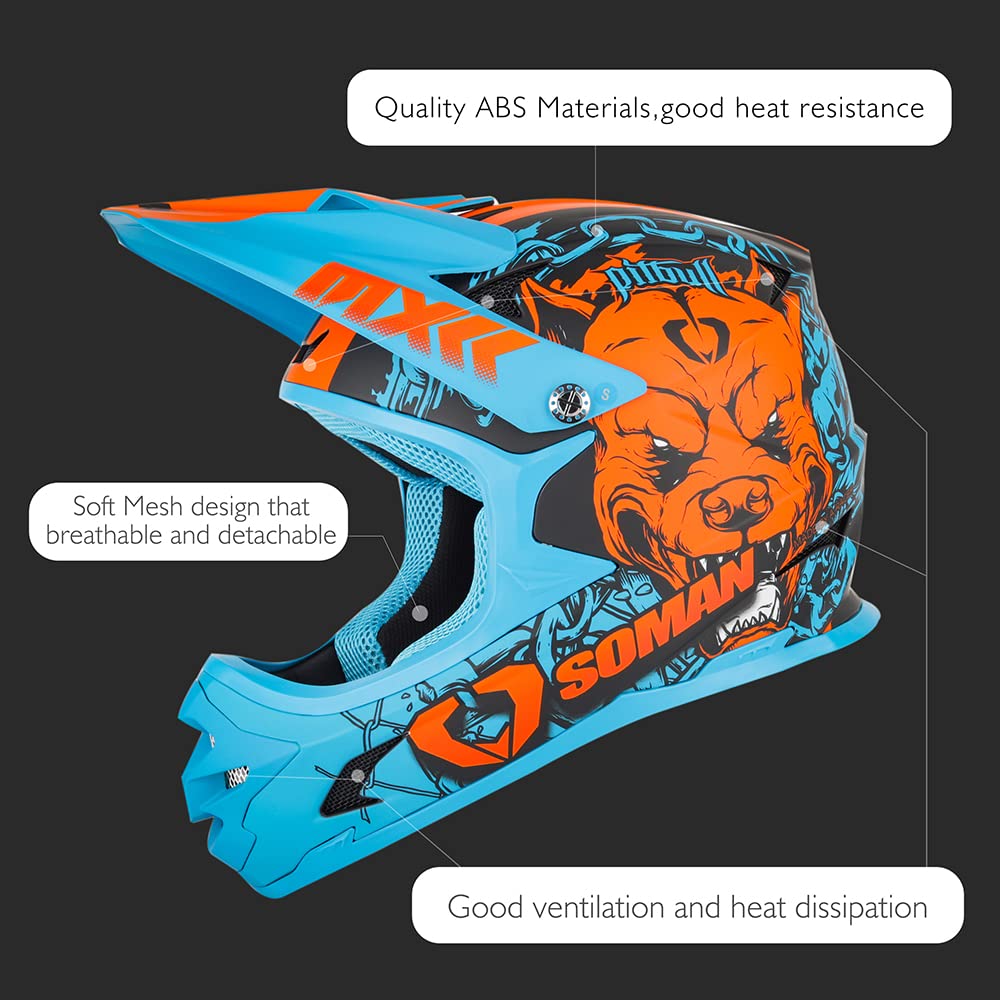 Best DOT Approved Full Face Motorcycle Helmet for Adults - Motocross & ATV Off-Road Riding - Durable Protection for Racing, Trail Riding & Adventure Sports