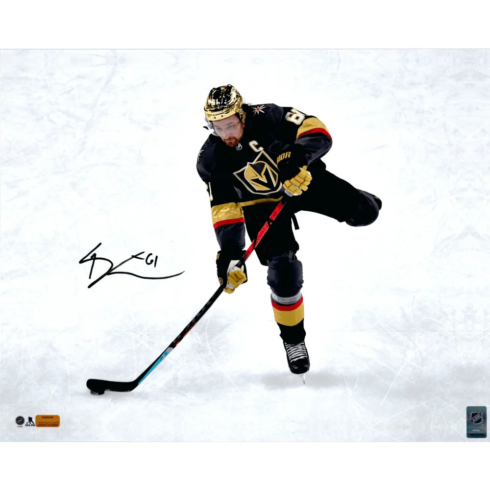 Authentic Mark Stone Autographed Vegas Golden Knights 16x20 Photo - Signed Inscriptagraphs with COA & Gold Helmet - Perfect for Hockey Memorabilia Collectors & Sports Fans Decor