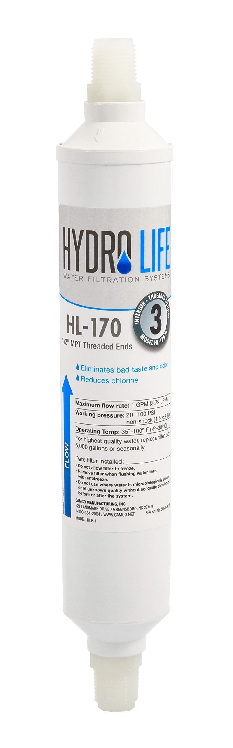 Hydro Life G 2625 Water Filter Replacement for HL 170 - Threaded Connection - Compatible with Under Sink, RV & Home Water Filtration Systems