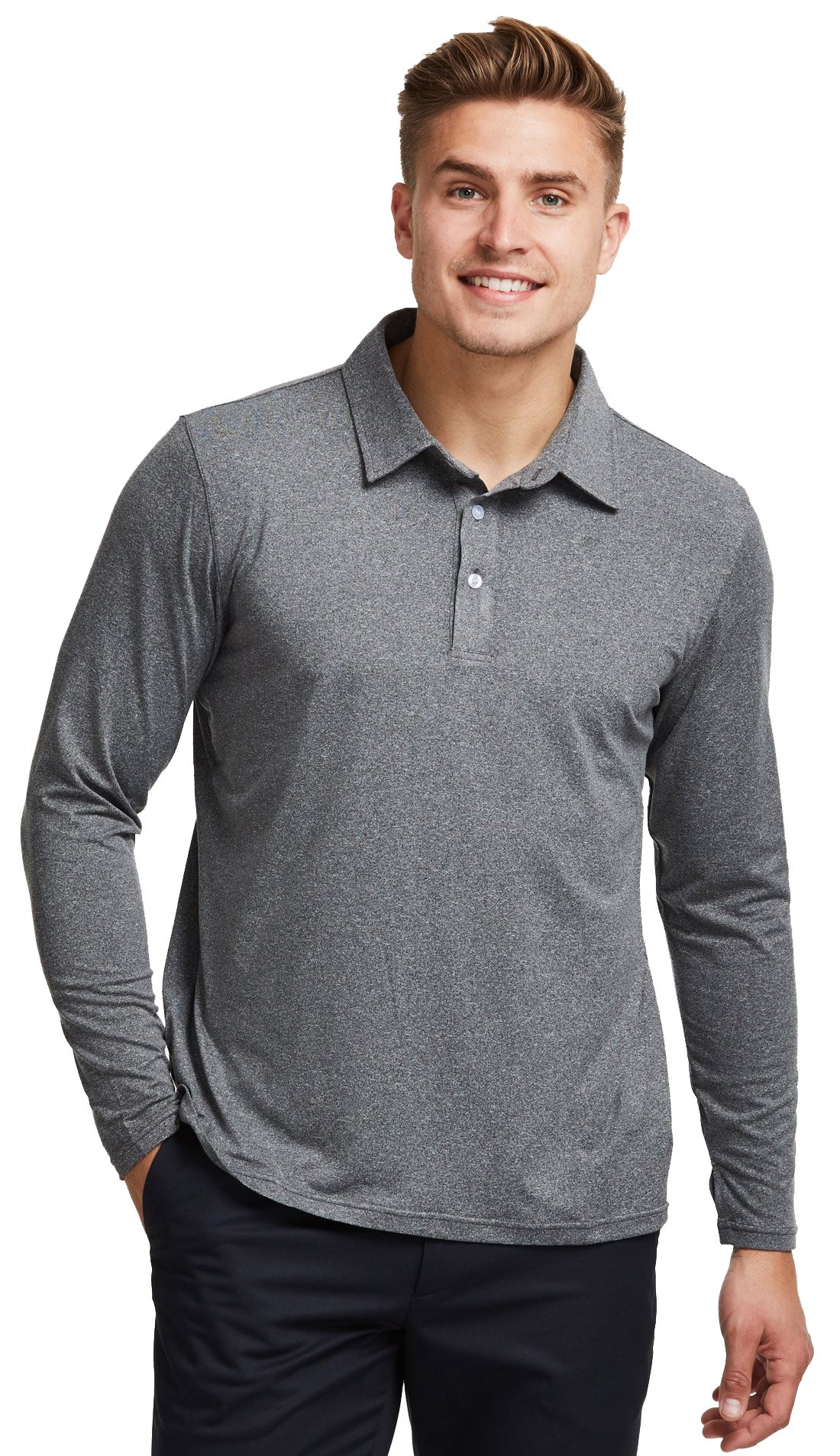 Solbari UPF 50+ Men's Sun Protection Long Sleeve Polo Shirt - UV Blocking, Breathable & Quick-Dry Activewear for Golf, Hiking & Outdoor Activities