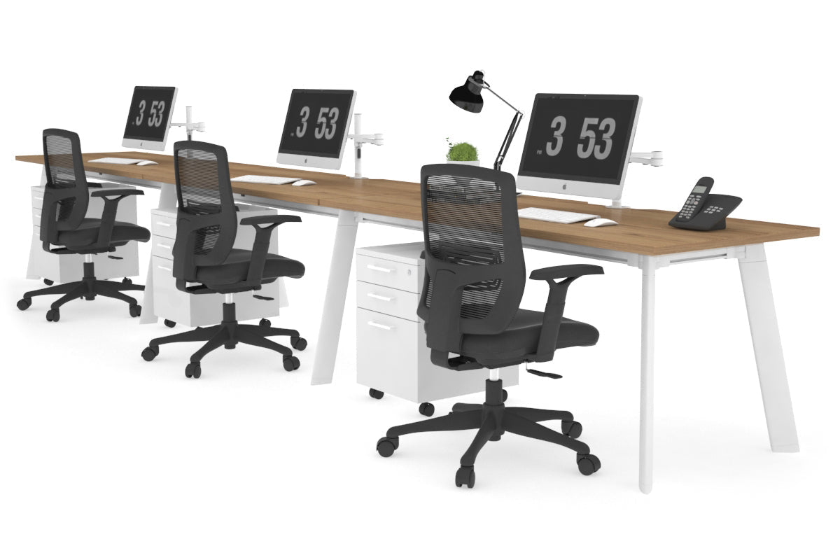 3-Person Office Workstation with Cable Management - 1400L x 800W Switch Workstation for Team Collaboration | Ideal for Open Office Spaces & Shared Work Environments