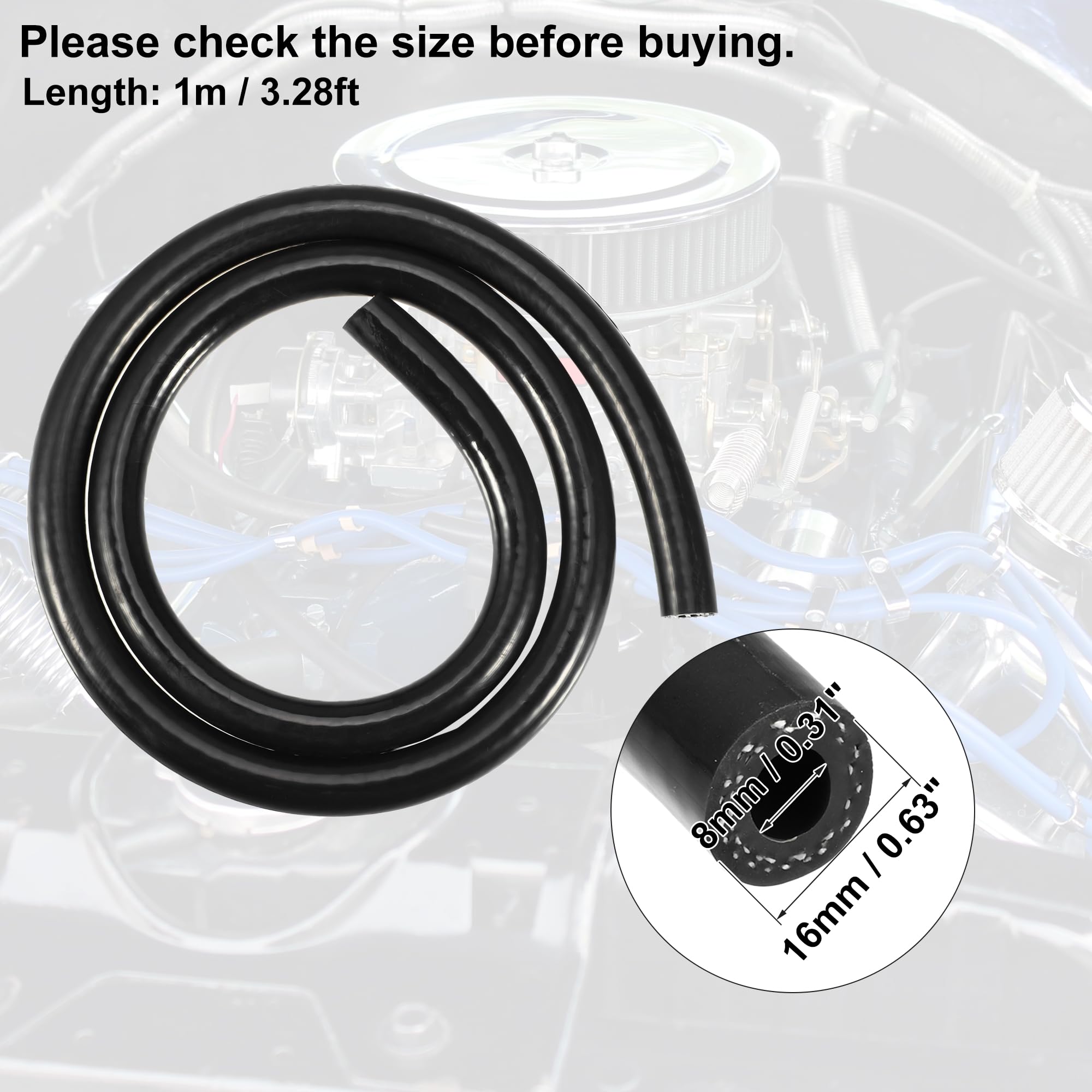 Auto Silicone Vacuum Hose 8mm x 3.28ft - Engine Air Intake Pipe for Car Repair