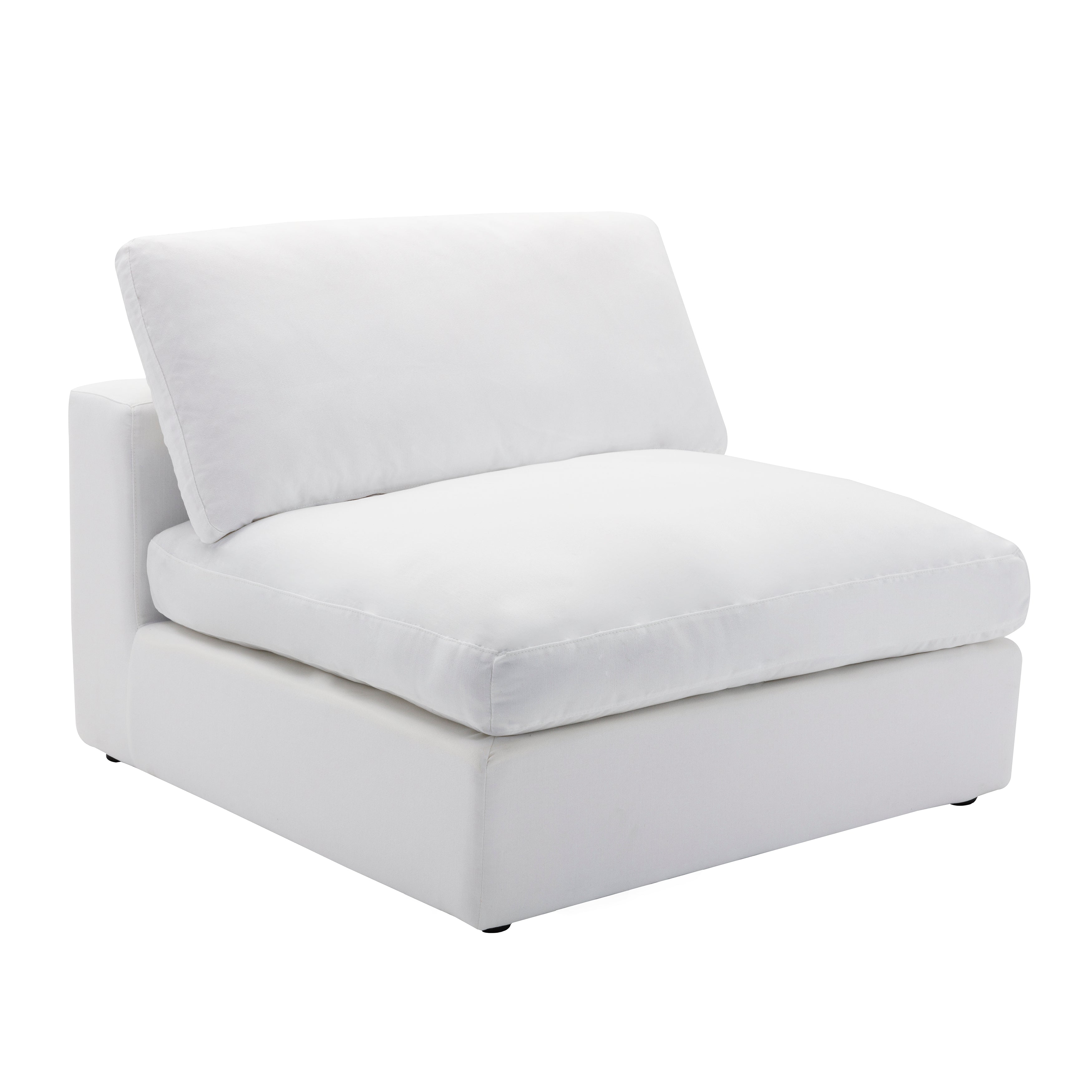 Rivas Contemporary Feather Fill 8-Piece Modular Sectional Sofa with 2 Ottomans in White | Modern L-Shaped Living Room Furniture for Home Theater & Family Gatherings