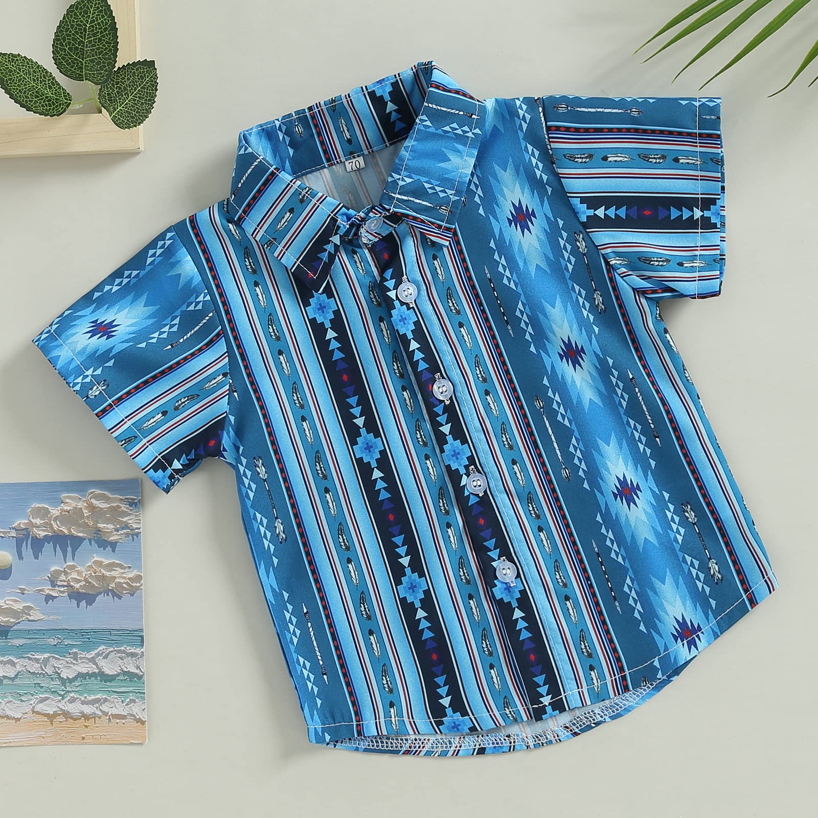 Aztec Print Baby Boy Button-Up Shirts - Short & Long Sleeve Western Style Casual Tops for Summer | Perfect for Country Outings, Photoshoots & Special Occasions