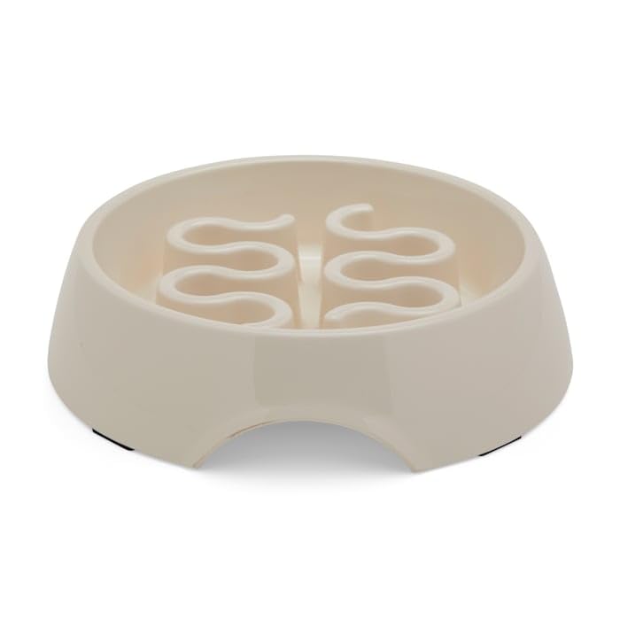 EveryYay Slow Feeder Dog Bowl - 2.5 Cup Capacity - Anti-Gulping White Pet Dish for Fast Eaters - Perfect for Mealtime Enrichment & Digestion Aid