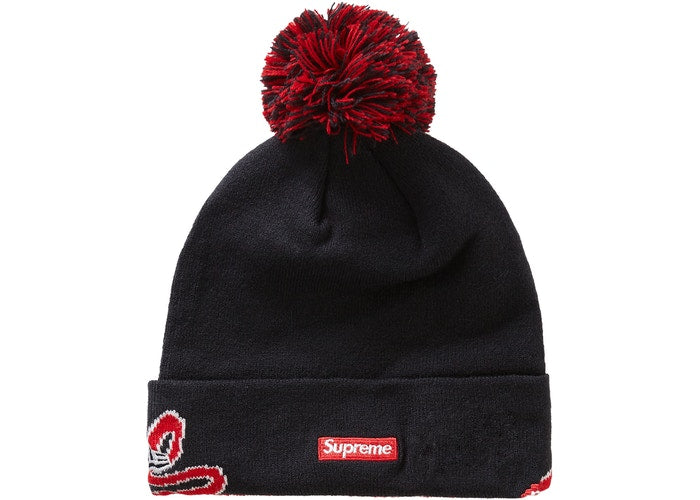 Supreme New Era Script Cuff Beanie - Navy Blue Winter Hat for Men & Women - Perfect for Skiing, Snowboarding & Cold Weather Activities