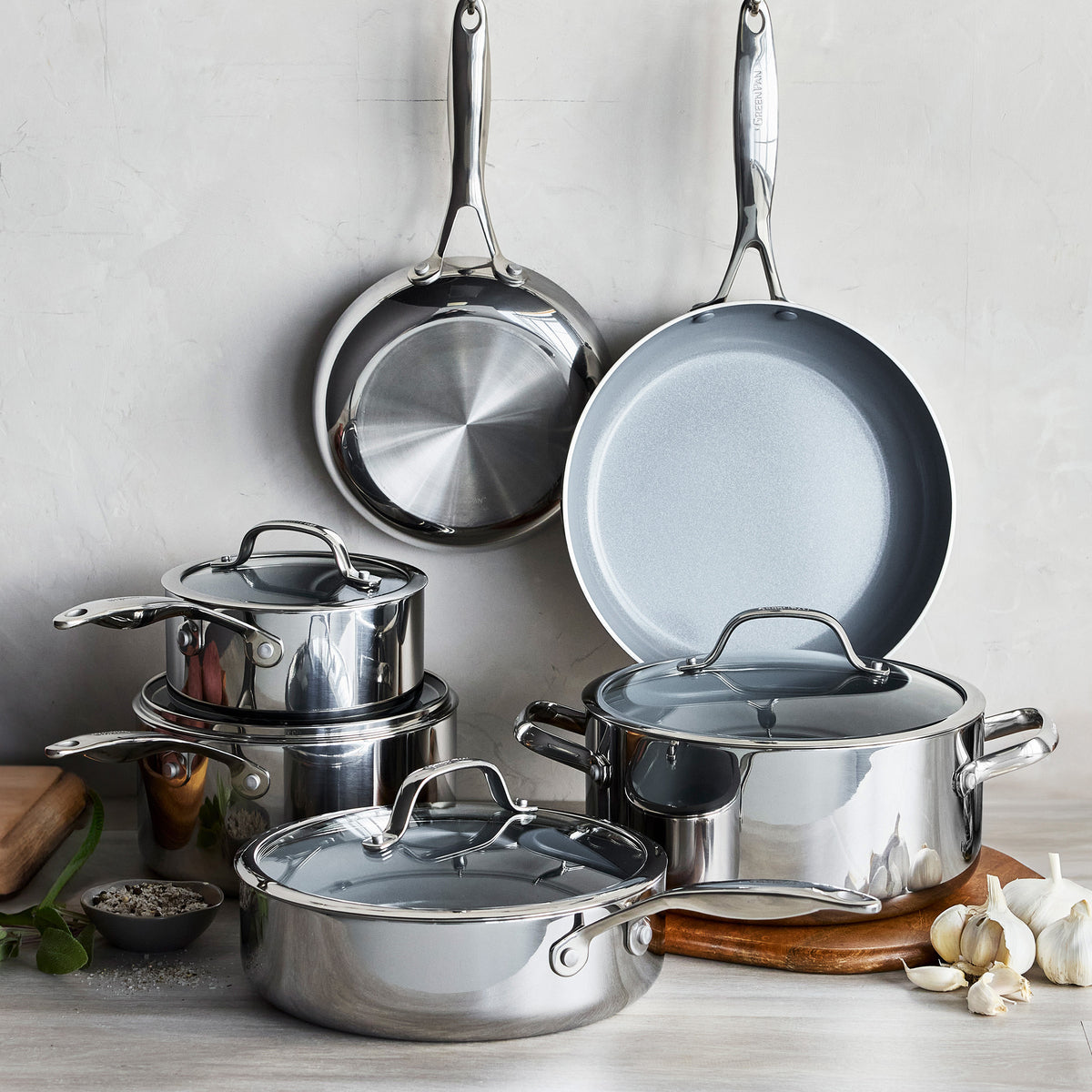 Valencia Pro 10-Piece Stainless Steel Cookware Set - Nonstick Pots and Pans for Induction, Gas & Electric Stoves - Perfect for Home Cooking, Professional Kitchens & Restaurant Use
