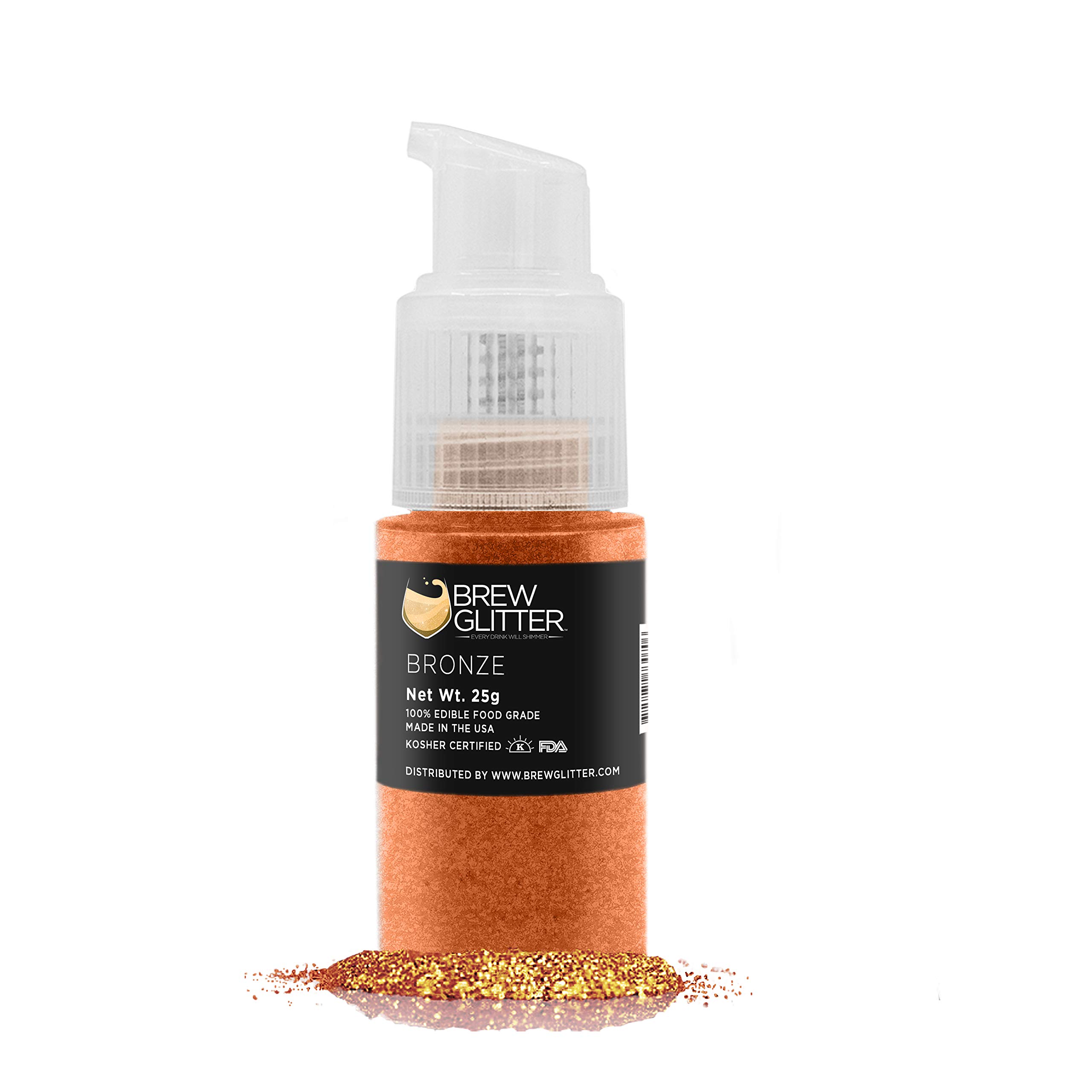 Edible Bronze Glitter for Drinks - Food Grade Sparkle Dust for Cocktails, Beer & Beverage Garnish | KOSHER & HALAL Certified | Vegan, Gluten & Nut Free | Perfect for Party Drinks, Wedding Cocktails & Bar Decor (25g Spray Pump)