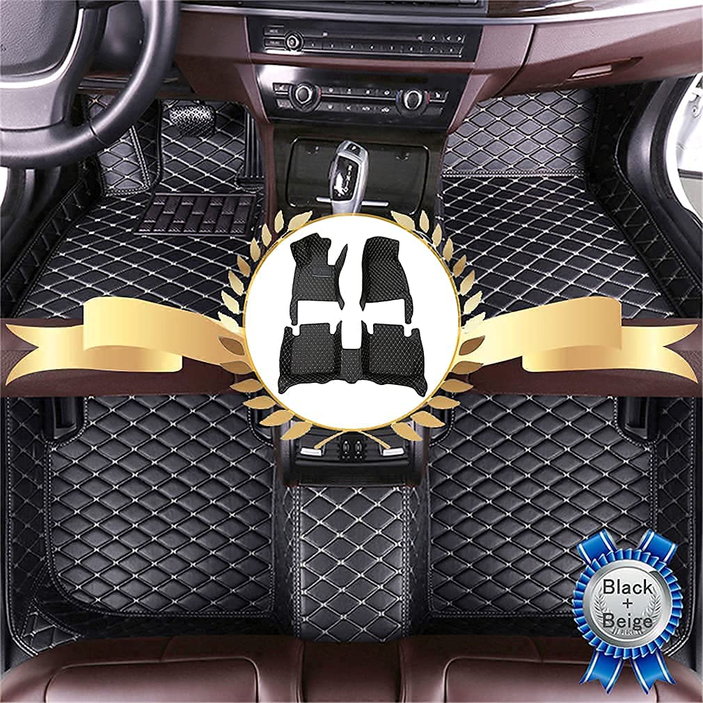 Premium All-Weather Floor Mats for 2001-2010 Chrysler Sebring - Waterproof Luxury Leather Car Floor Liners with Full Coverage (Black+Beige) - Perfect for Daily Commutes, Road Trips & Winter Protection