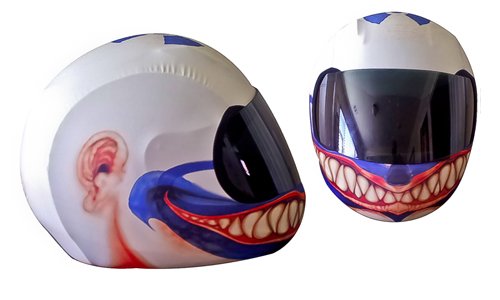 Clown Motorcycle Helmet Street Skin - Red & Blue Full Face DOT Approved Bike Helmet for Adults - Perfect for Halloween Costumes, Cosplay & Motorcycle Riders