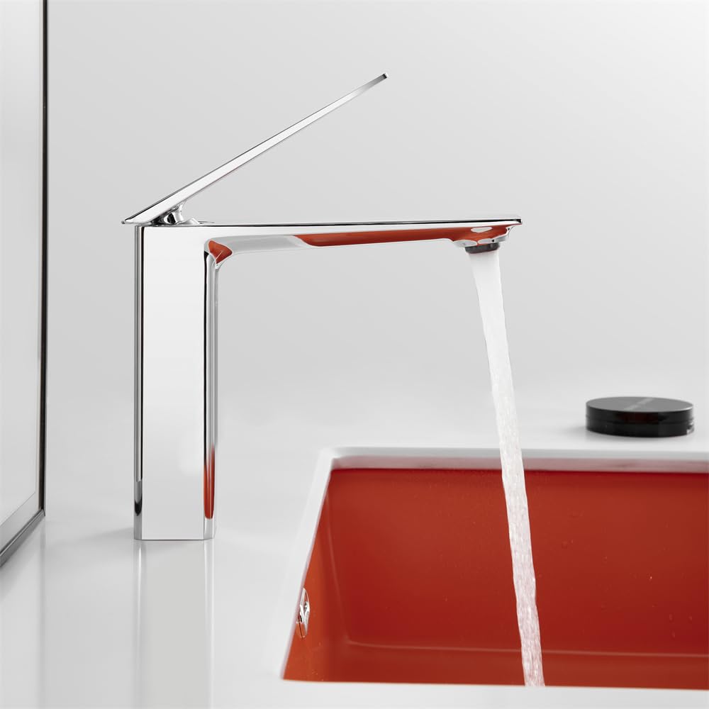 Weirun Single Handle 1 Hole Bathroom Faucet with Extra Long Spout - Chrome Deck Mount Sink Faucet for Bathroom Vanity & RV Lavatory | Perfect for Small Spaces & Water-Saving Designs