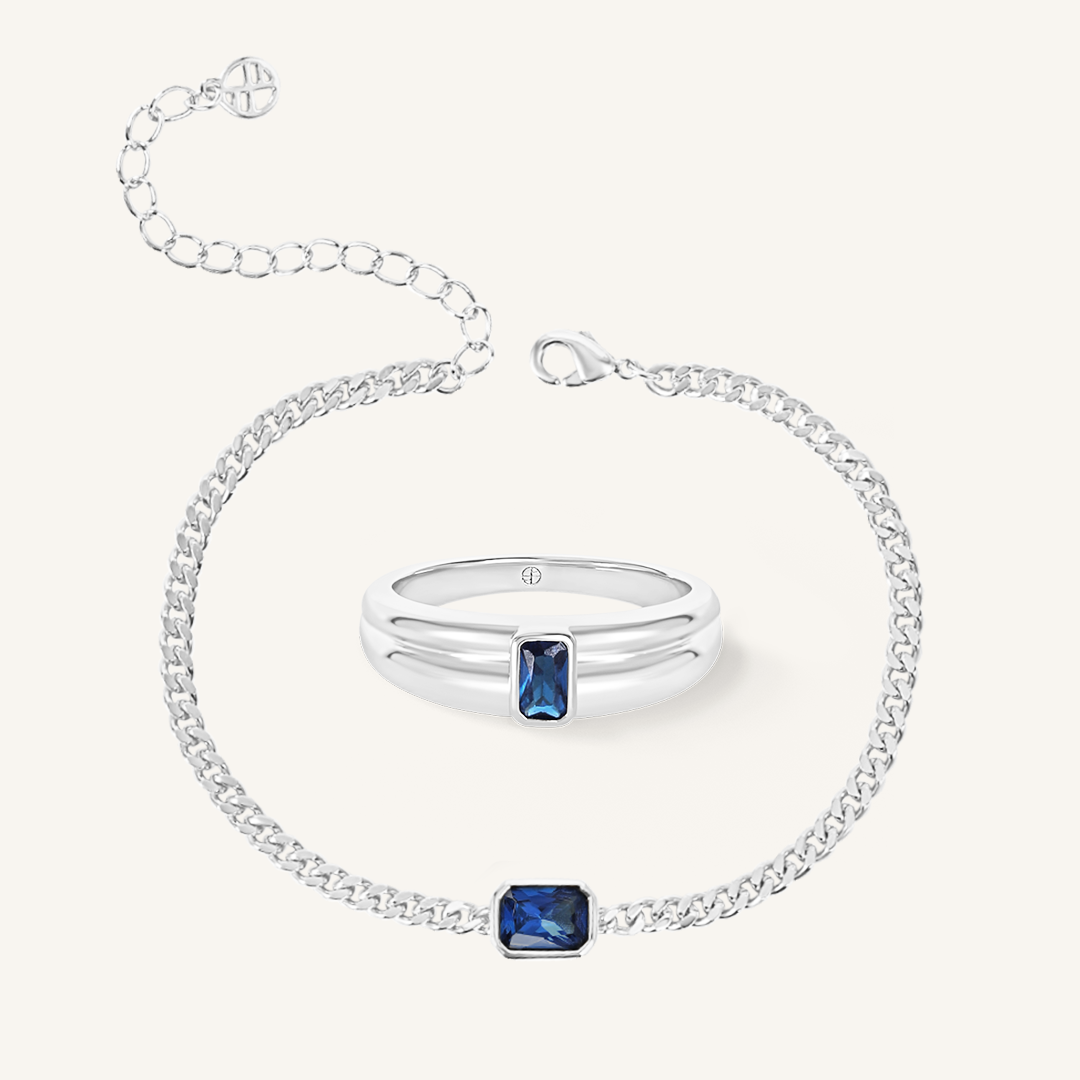Elegant Royale Ring & Bracelet Set for Women - Sterling Silver Jewelry Gift for Anniversary, Birthday & Special Occasions - Perfect for Weddings, Parties & Date Nights