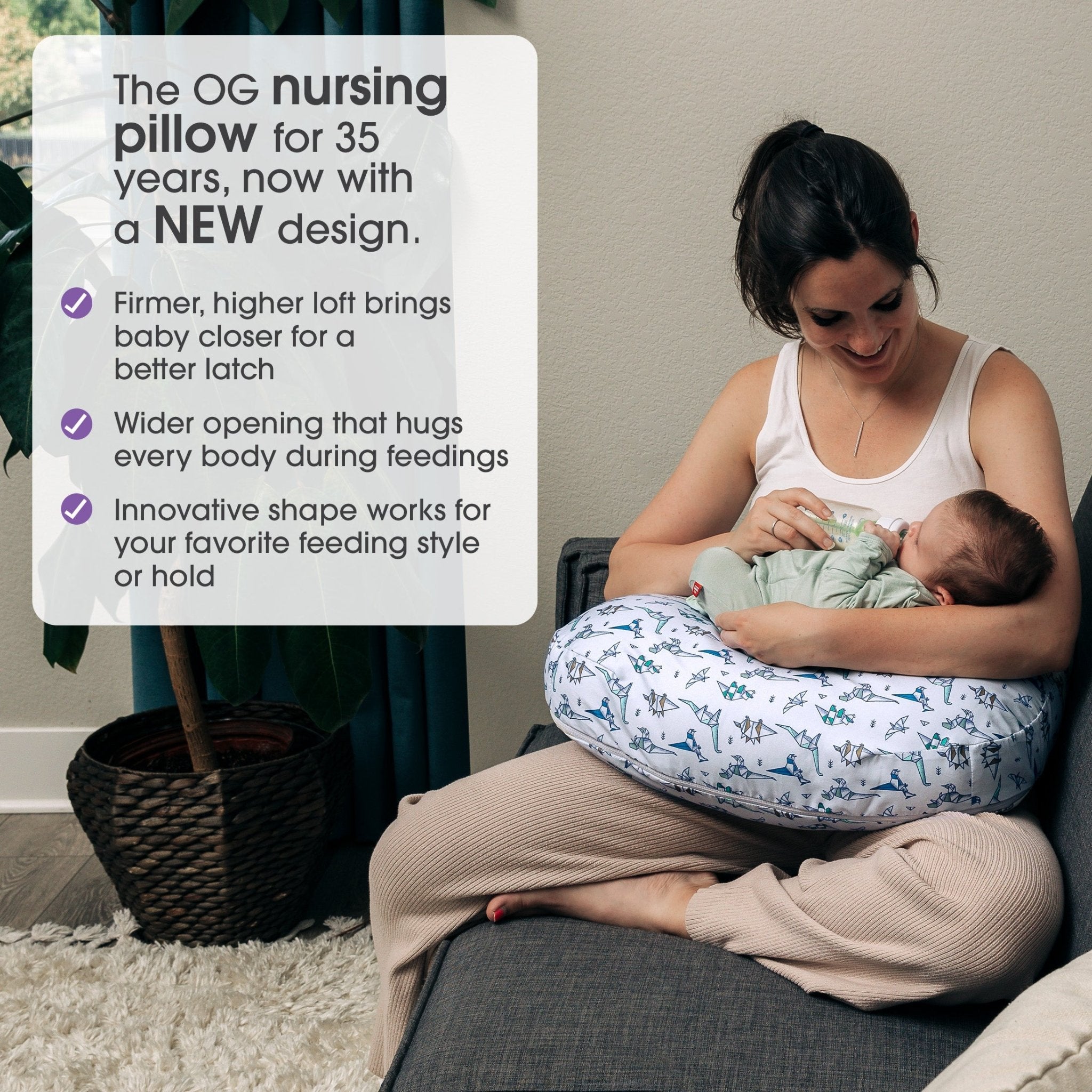 Boppy Original Nursing Pillow and Infant Support - Perfect for Breastfeeding, Bottle Feeding & Tummy Time - Soft, Comfortable & Ergonomic Design for Newborns & Babies