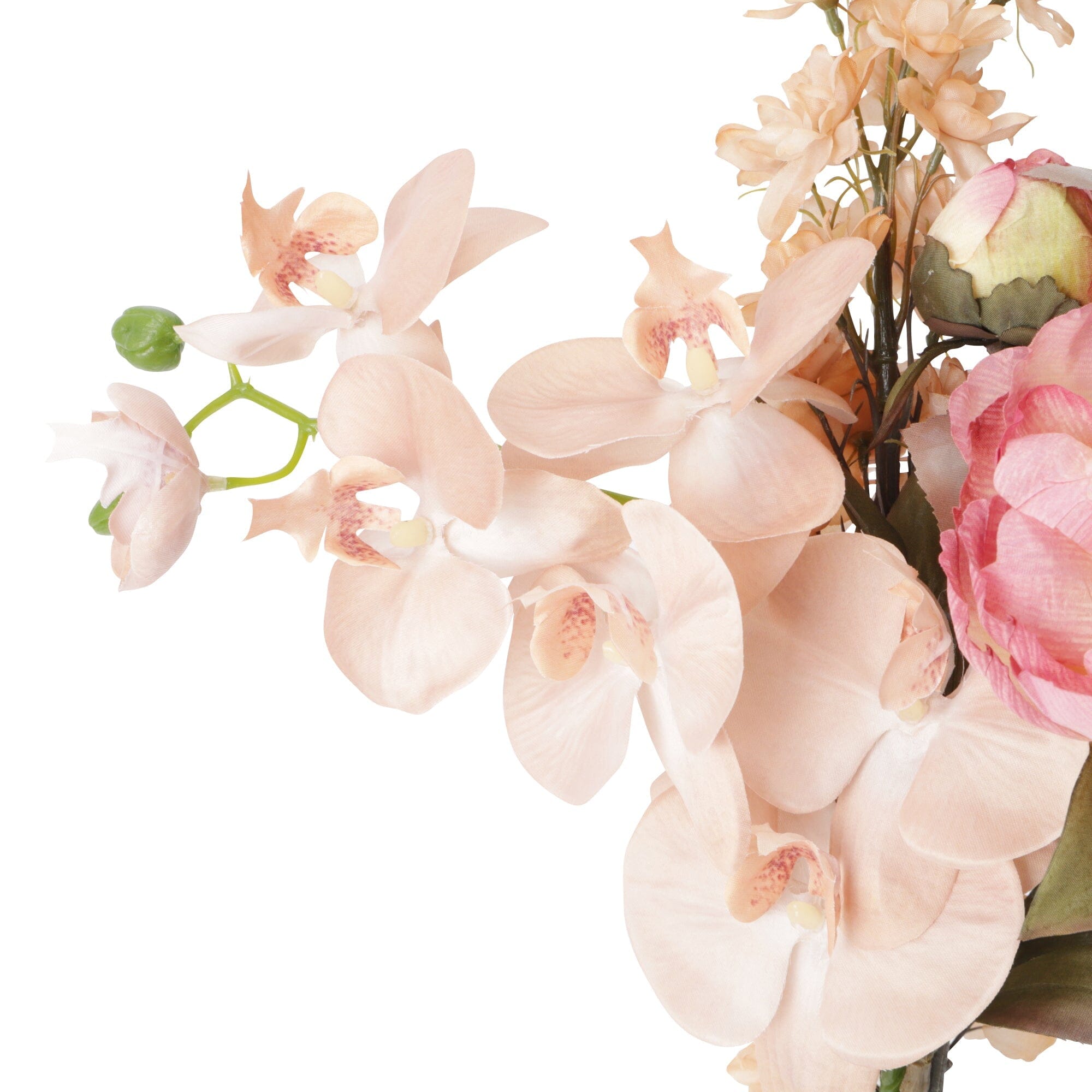 Fresh Orange Peony Phalaenopsis Bouquet - Elegant Silk Flowers for Wedding Centerpieces, Home Decor & Gift Giving