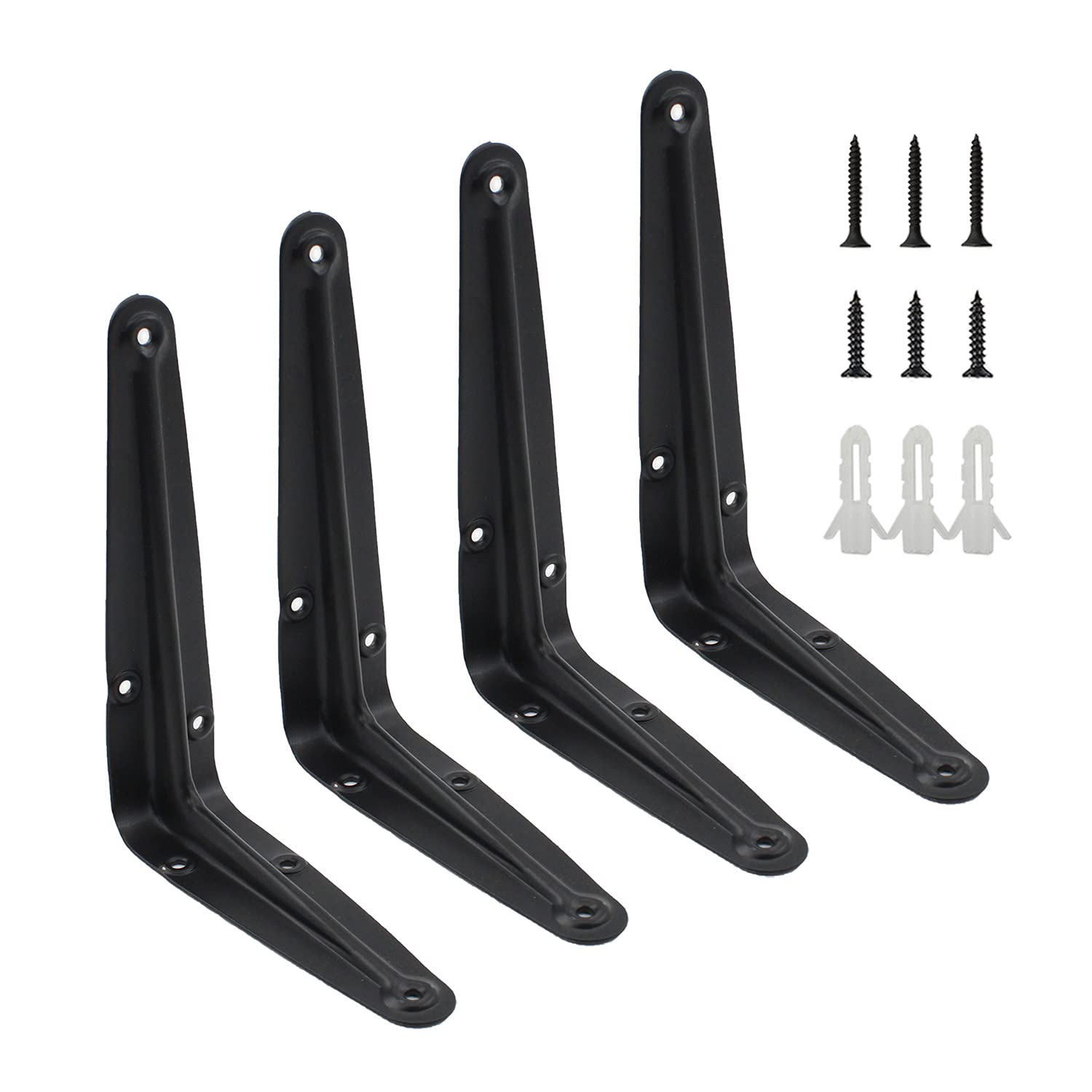 4 Pack Heavy Duty Metal Floating Shelf Brackets - ULIFESTAR Rustic Farmhouse Decorative Iron L Brackets with Screws, Wall Angle Corner Braces for Wood Shelves - Perfect for Home Office, Kitchen, Bathroom & Garage Storage Organization