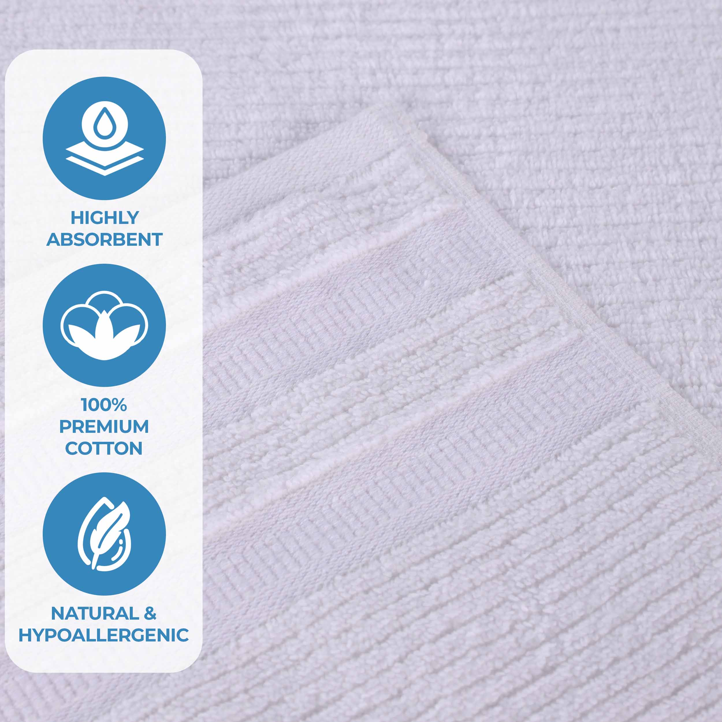 Premium Zero Twist Cotton Ribbed Geometric Border Plush 3-Piece Bath Towel Set - Ultra Soft & Absorbent for Spa, Bathroom & Luxury Home Use