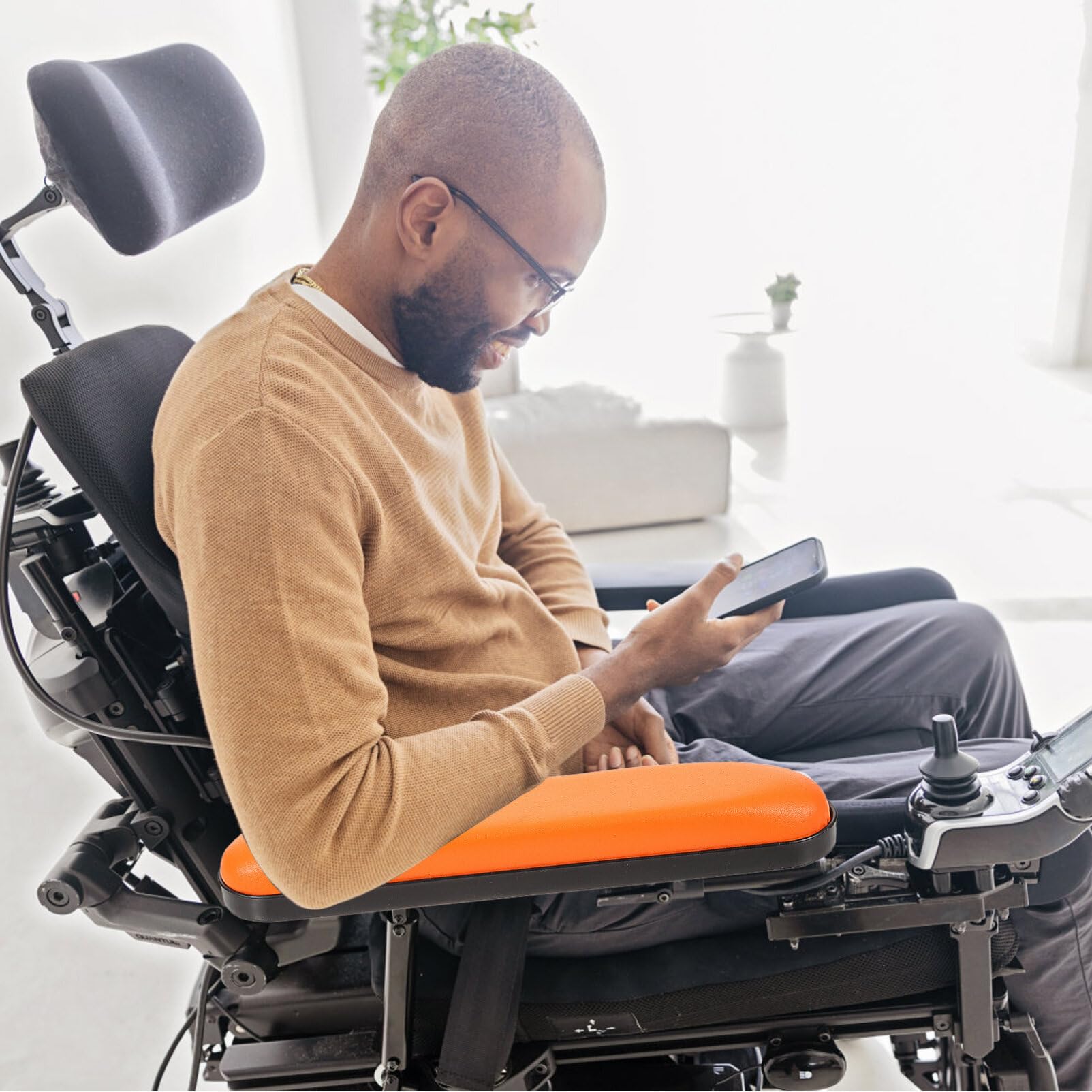 EXCEART 2-Pack Wheelchair Arm Pads & Calf Support Cushions - Ergonomic Memory Foam Replacement Pads for Wheelchairs, Office Chairs and Gaming Chairs (Orange) - Improve Comfort for Work, Gaming & Mobility