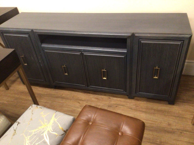 Modern Grey Fluted Front Media Console - Stylish TV Stand with Storage for Living Room, Bedroom & Home Theater