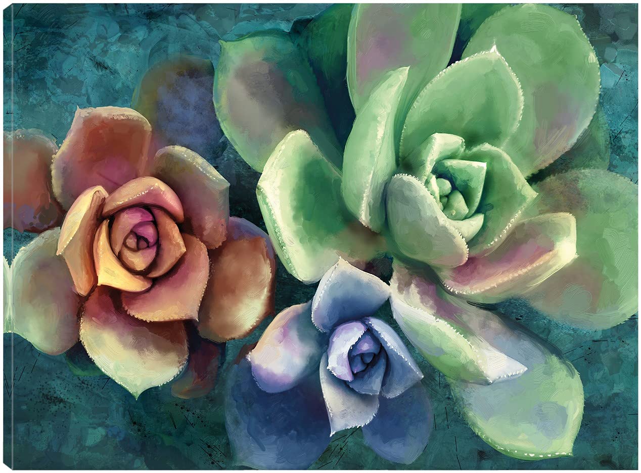 Hand-Painted Gemstone Fine Art Canvas Wall Decor - 43x32 Inch Ready to Hang Painting for Living Room, Bedroom, Office & More - Perfect for Home Decor, Housewarming Gifts & Interior Design