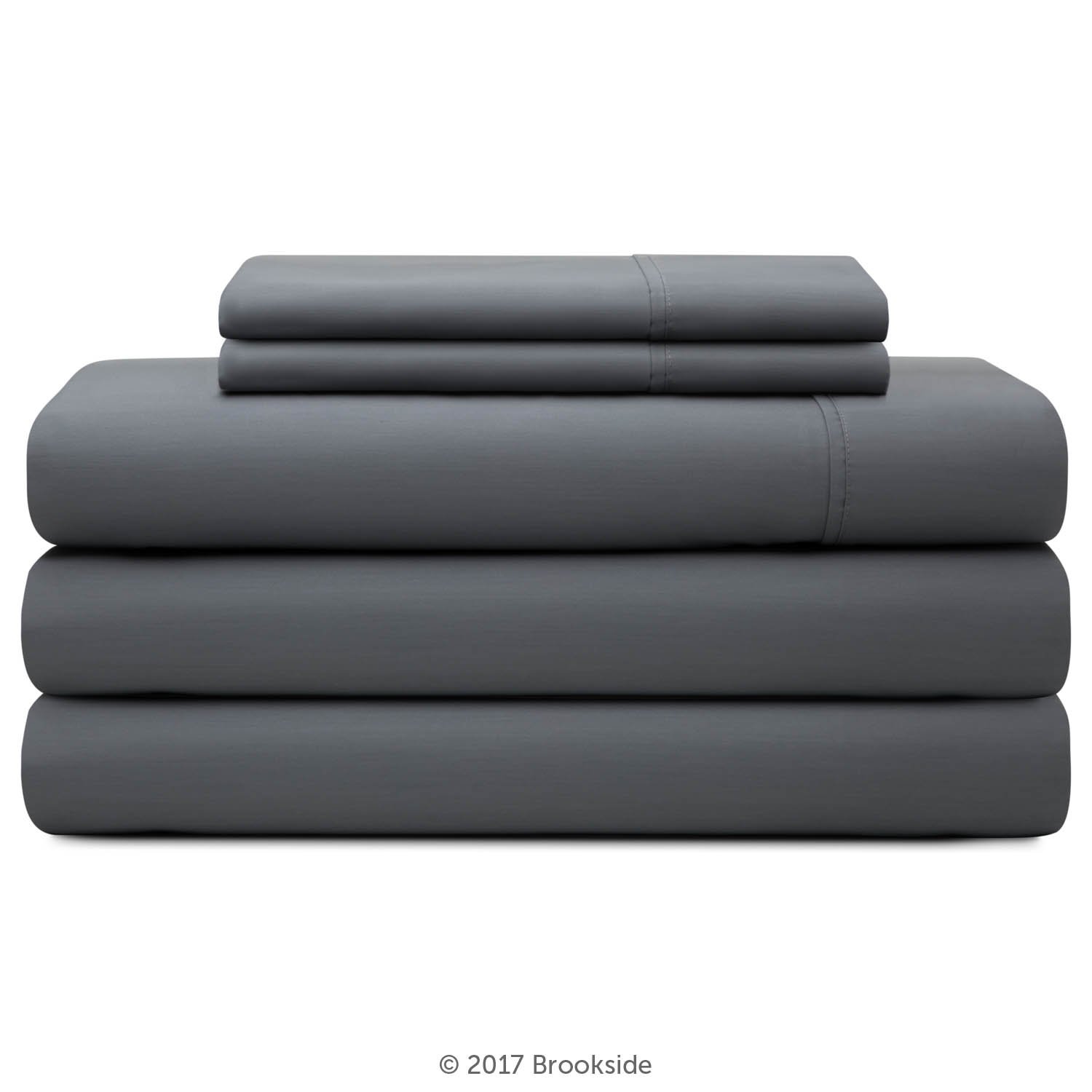 Brookside Cotton Blend Sheet Set - Wrinkle Resistant, Hypoallergenic, Easy Care Fabric with Rich Cotton Feel - Split California King Size in Slate - Perfect for Master Bedrooms, Guest Rooms & Luxury Hotels