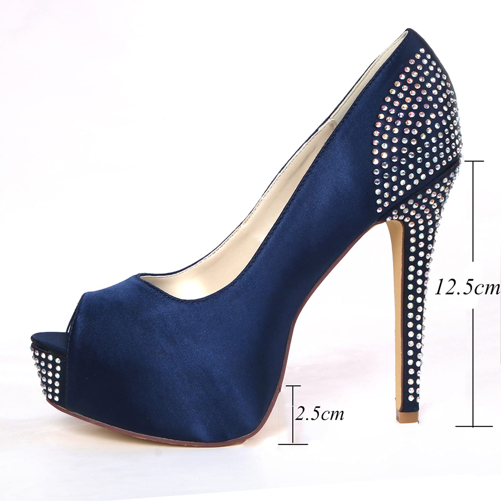 Elegant Rhinestone Peep Toe High Heel Sandals for Women - Satin Platform Dress Shoes for Prom, Wedding & Evening Events | Perfect for Bridal Party, Formal Occasions & Special Celebrations