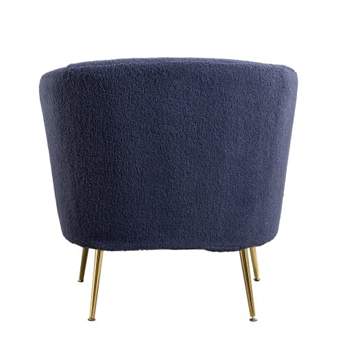 Modern Upholstered Accent Chair with Teddy Armrests & Gold Metal Legs - Comfortable Single Sofa Chair for Living Room, Bedroom, Office - Perfect for Relaxing, Reading & Home Decor