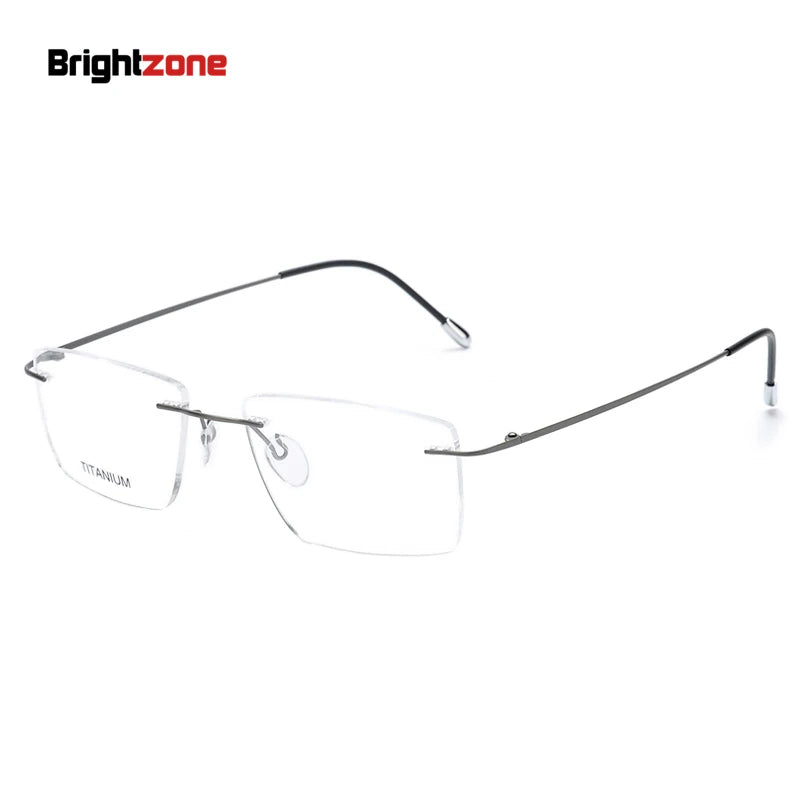 Brightzone Unisex Rimless Square Polygon Titanium Eyeglasses 71611 - Lightweight & Durable Frame for Reading, Work & Fashion - Perfect for Office, Driving & Daily Wear