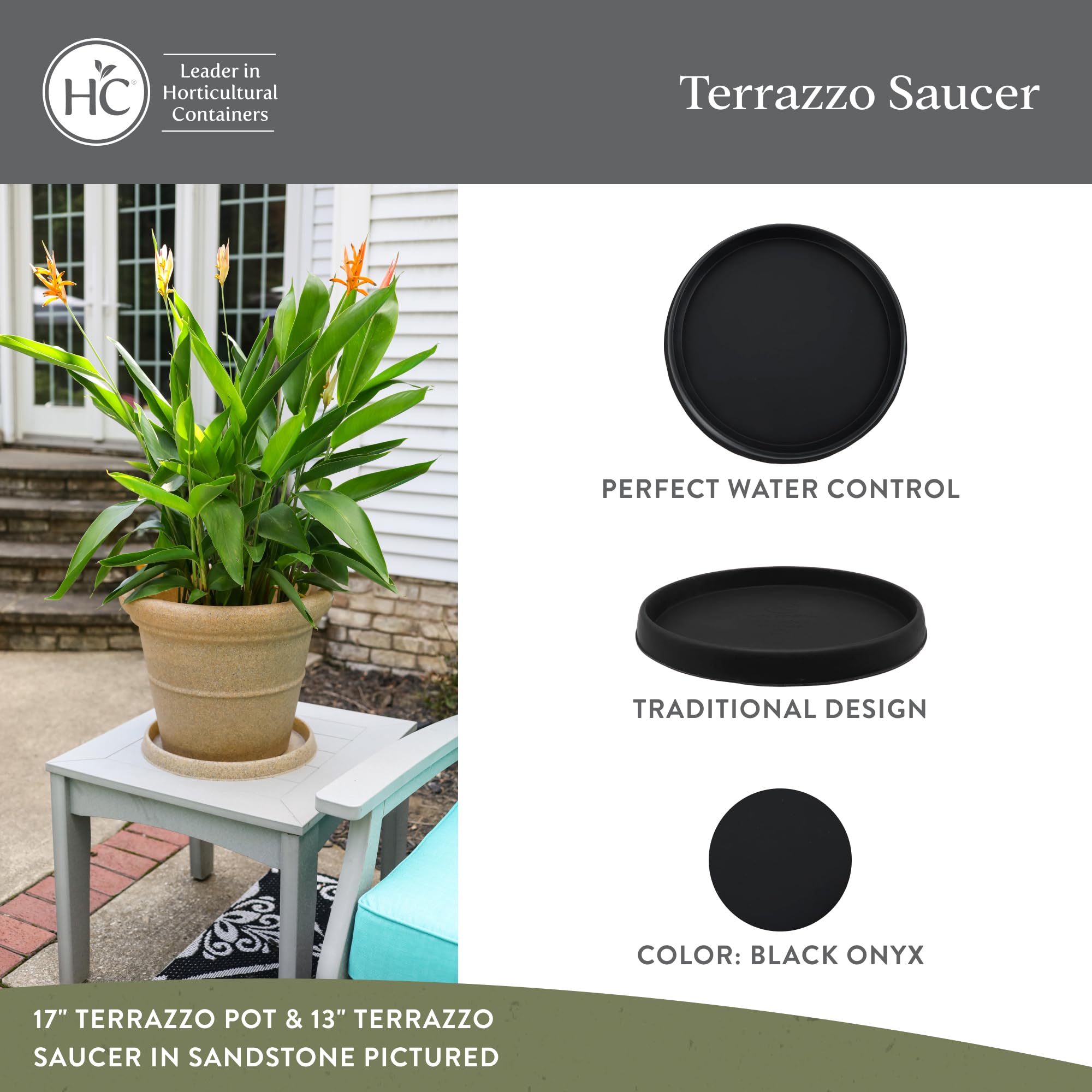 HC Companies Terrazzo Flower Pot Saucers - Heavy-Duty Plastic Plant Saucer for Indoor & Outdoor Use - 28