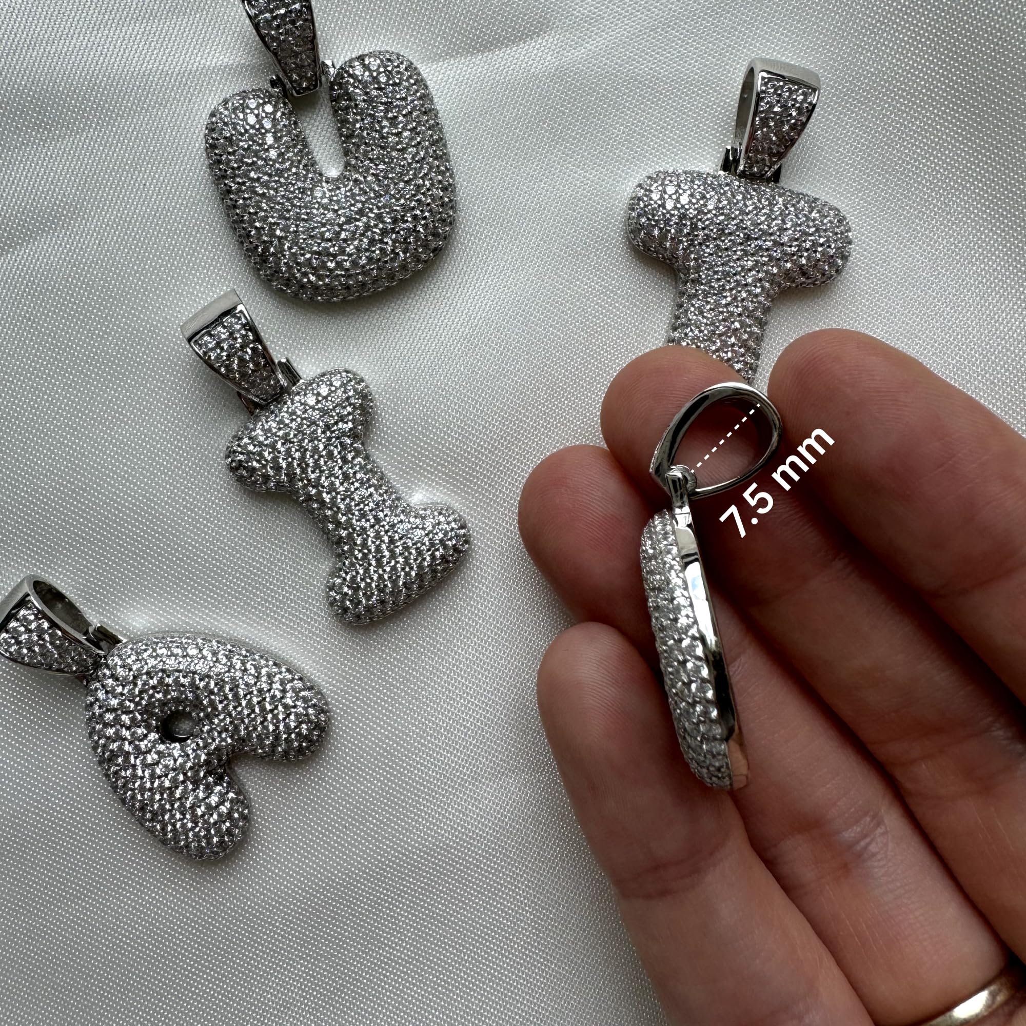 925 Sterling Silver Bubble Letter CZ Pendant Necklace - Elegant Cubic Zirconia Initial Jewelry for Women, Perfect Gift for Birthday, Anniversary & Valentine's Day