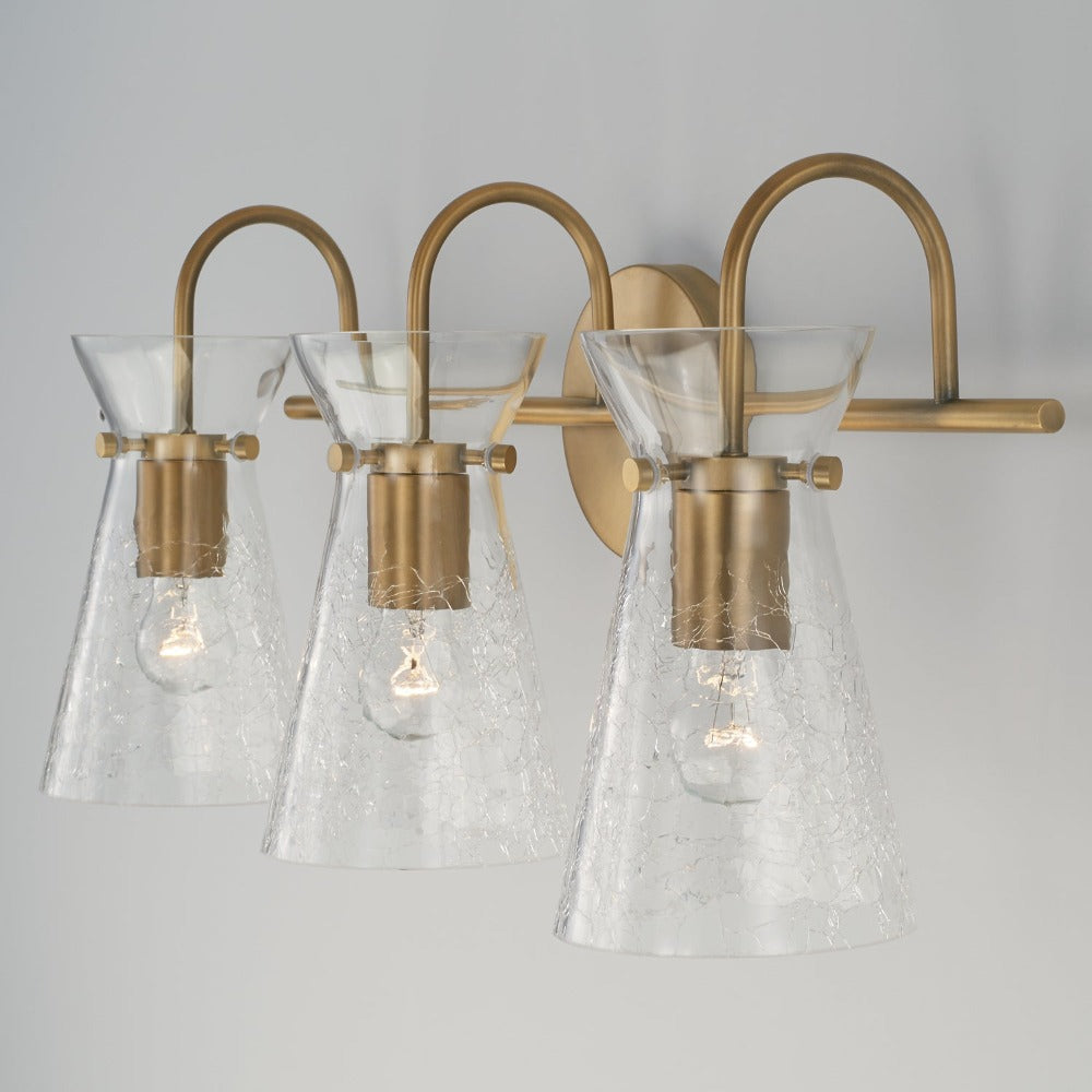 Colette 3-Light Glass Vanity Light Fixture - Modern Bathroom Sconce for Makeup Mirror Lighting, Bedroom Dresser Illumination