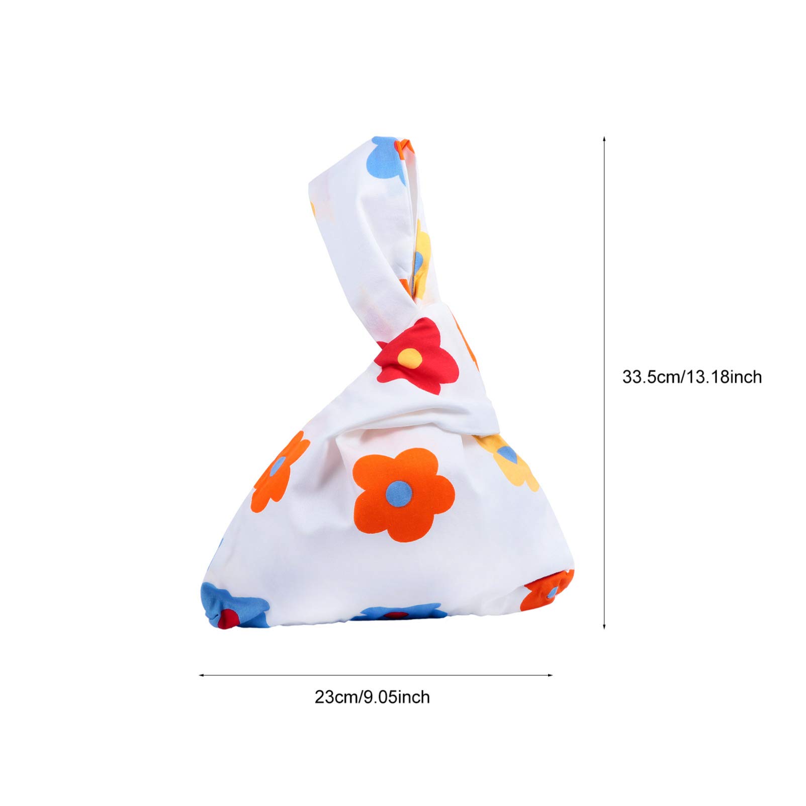 VALICLUD Cotton Flower Tote Bag - Japanese Style Wrist Handbag with Knot Closure | Casual Beach Bag, Shopping Tote, Summer Accessory for Women