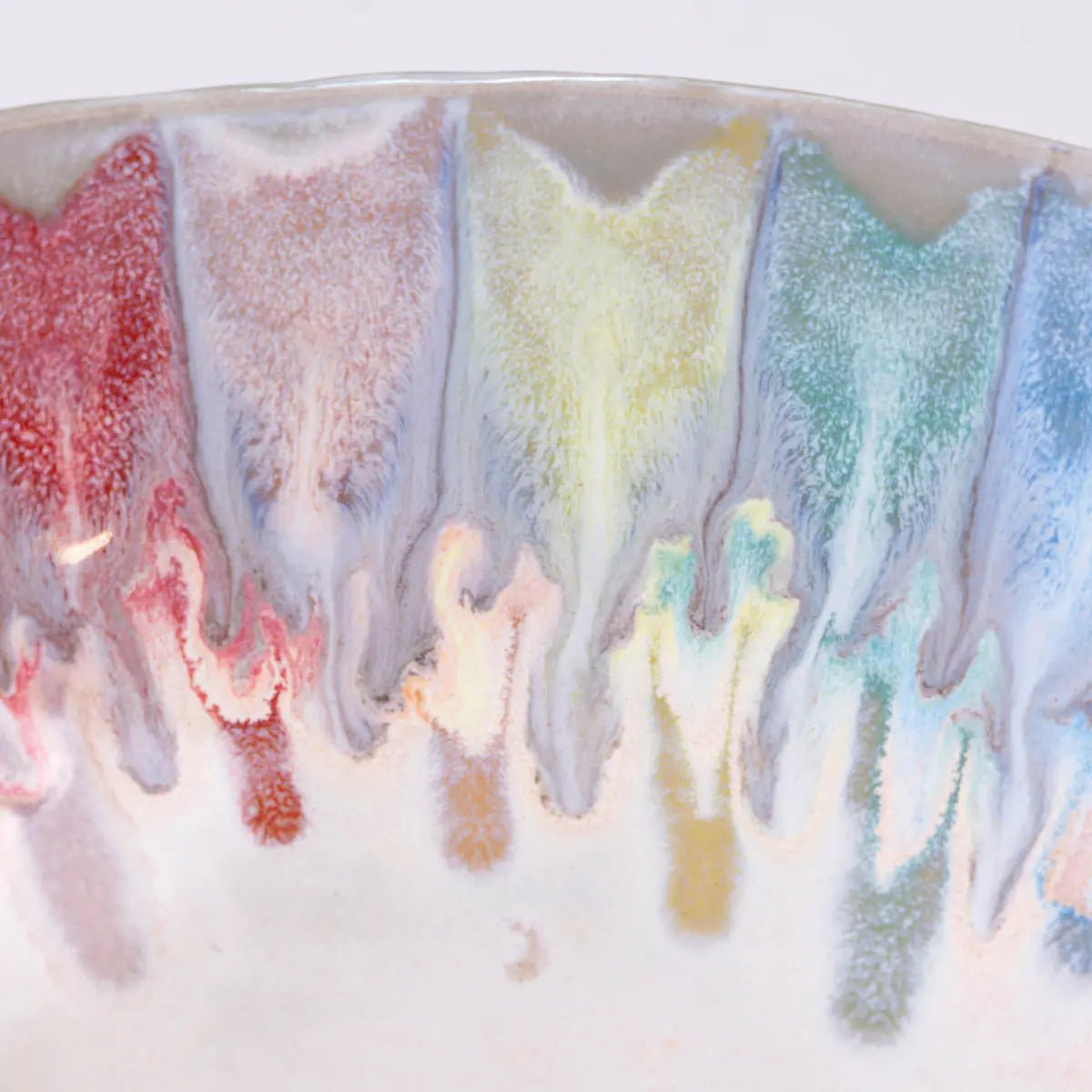 XXL Gray Stoneware Serving Bowl with Rainbow Design - Alchemy Collection | Decorative Bowl for Dining, Kitchen & Home Decor