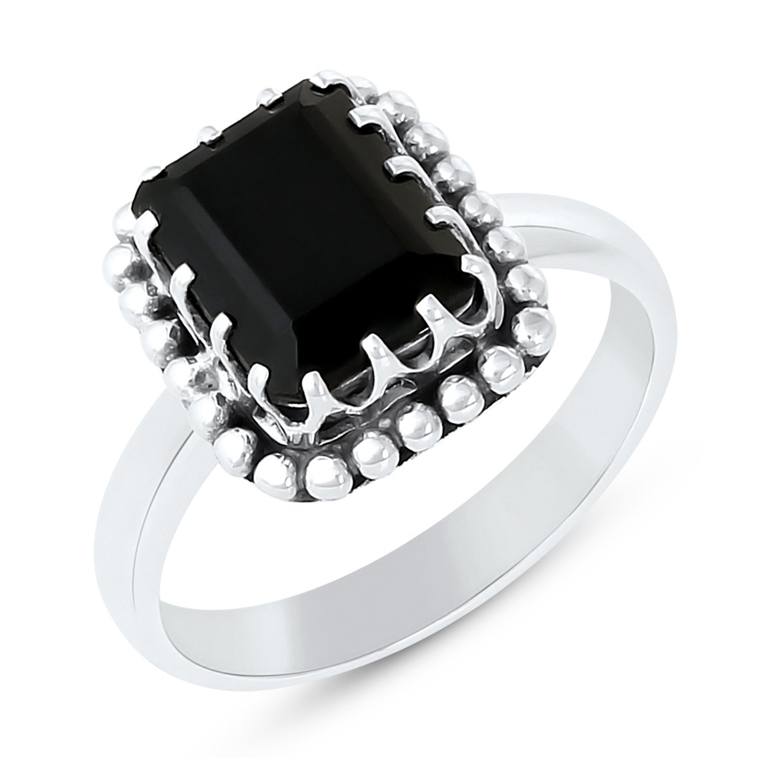 Genuine Onyx Sterling Silver Ring for Women | .925 Silver Handmade Jewelry | Elegant Gift for Birthday, Anniversary & Special Occasions