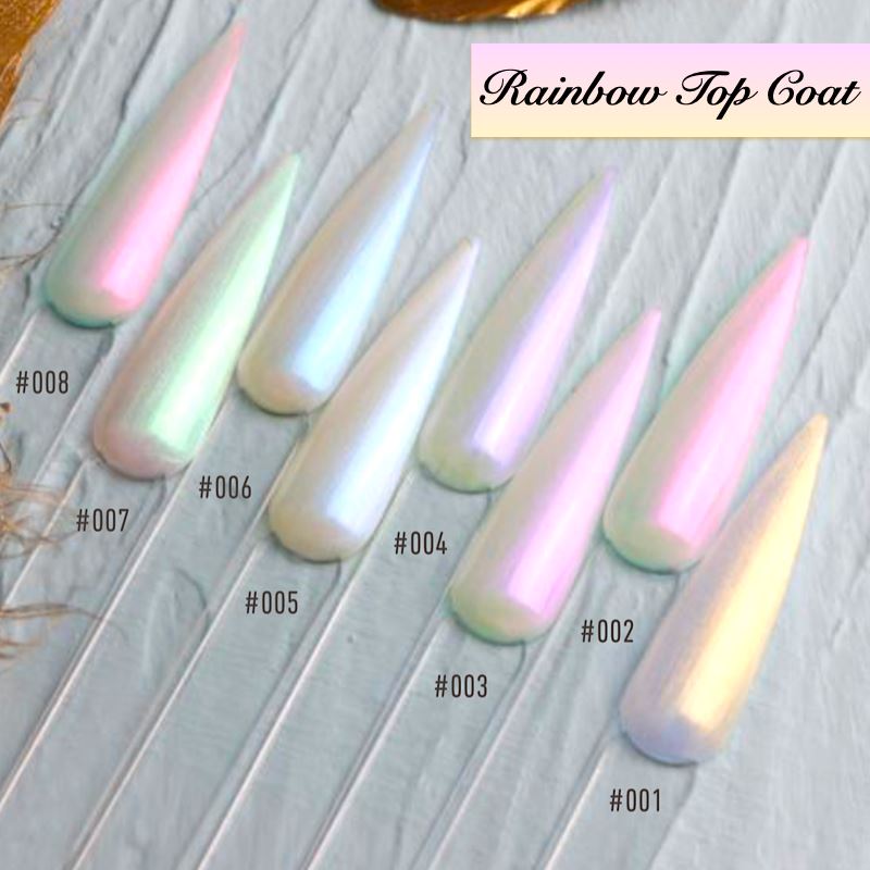 Rainbow Shimmer Gel Nail Polish Top Coat - Long Lasting High Gloss UV LED Soak Off Manicure - Perfect for Nail Art, Salon & Home Use