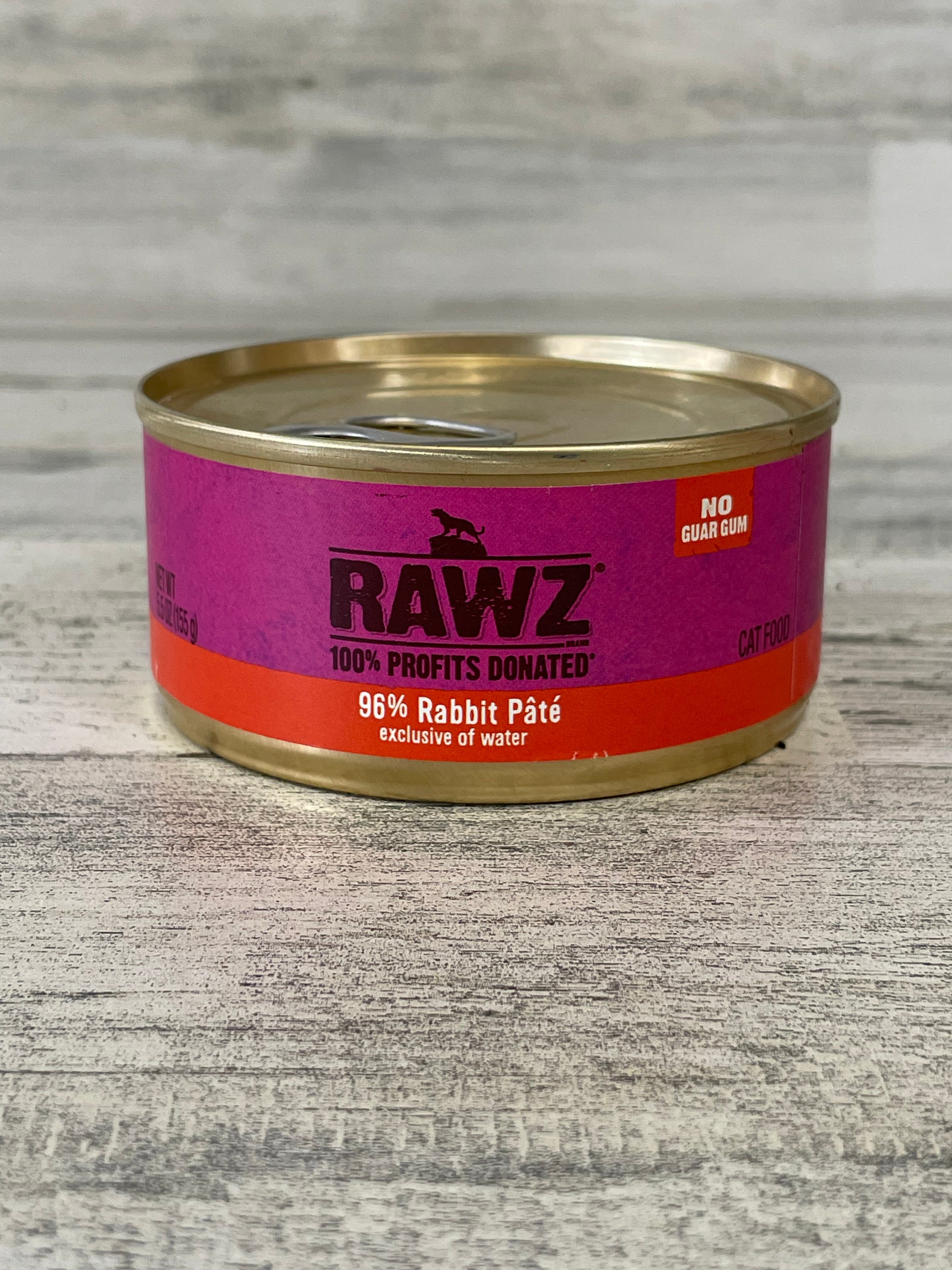 RAWZ 96% Rabbit Pate Grain-Free Wet Cat Food - High Protein, Natural Ingredients for Adult & Senior Cats - Perfect for Picky Eaters & Sensitive Stomachs - Great for Mealtime, Training Treats & Weight Management
