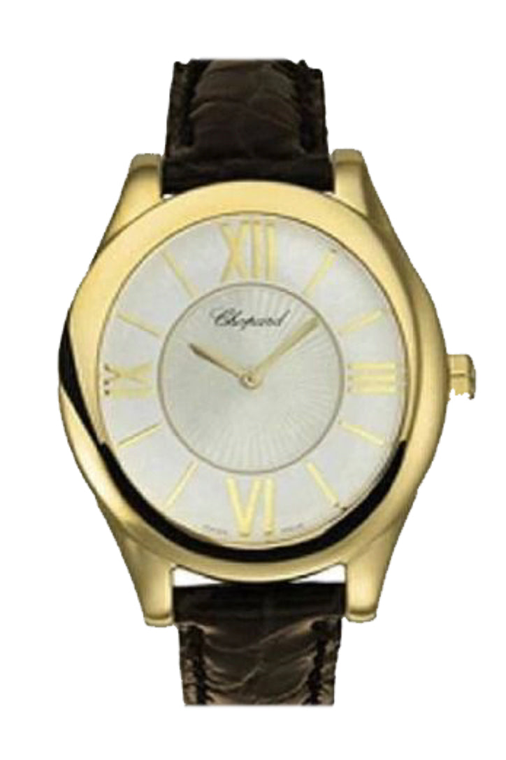 Chopard Classic Oval 26mm Silver Dial Leather Strap Watch 129382-0101 - Luxury Dress Watch for Women, Perfect for Formal Events & Evening Occasions