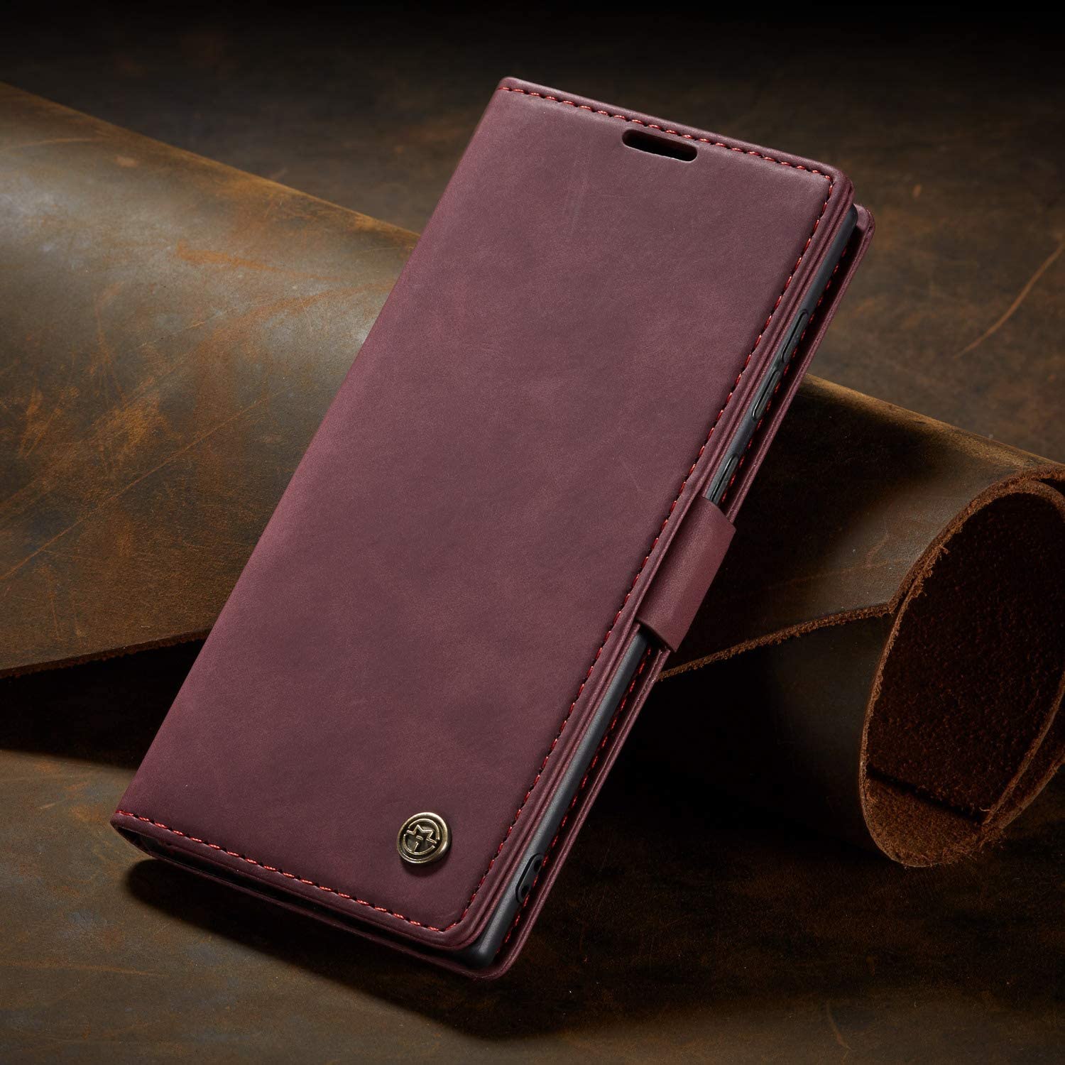 Premium Leather Wallet Case for Samsung Galaxy Note 20 Ultra - Wine Red | Slim Protective Cover with Card Slots | Perfect for Business & Travel