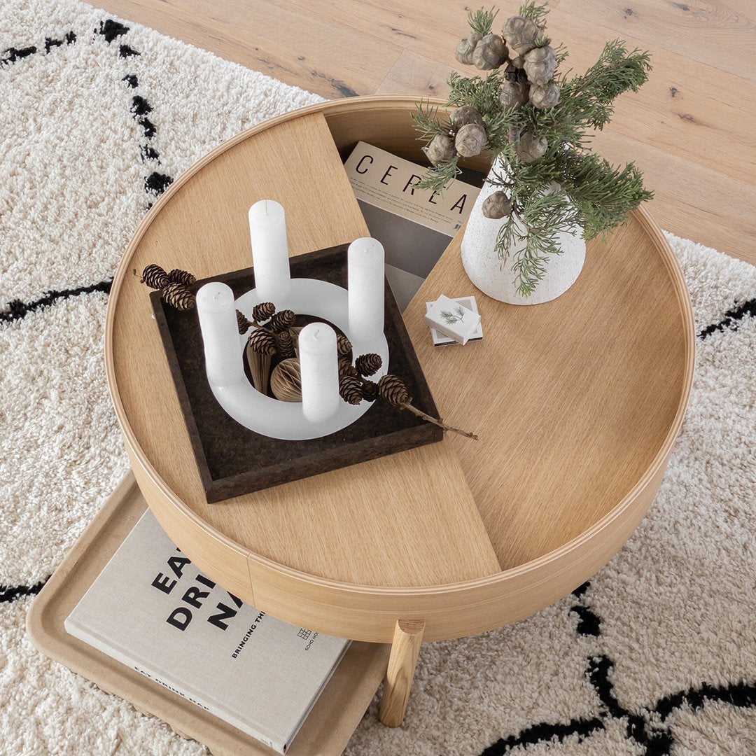 Modern Arc Coffee Table - Mid-Century Style Wooden Living Room Furniture for Home Decor | Perfect for Small Spaces, Apartments & Lounge Areas