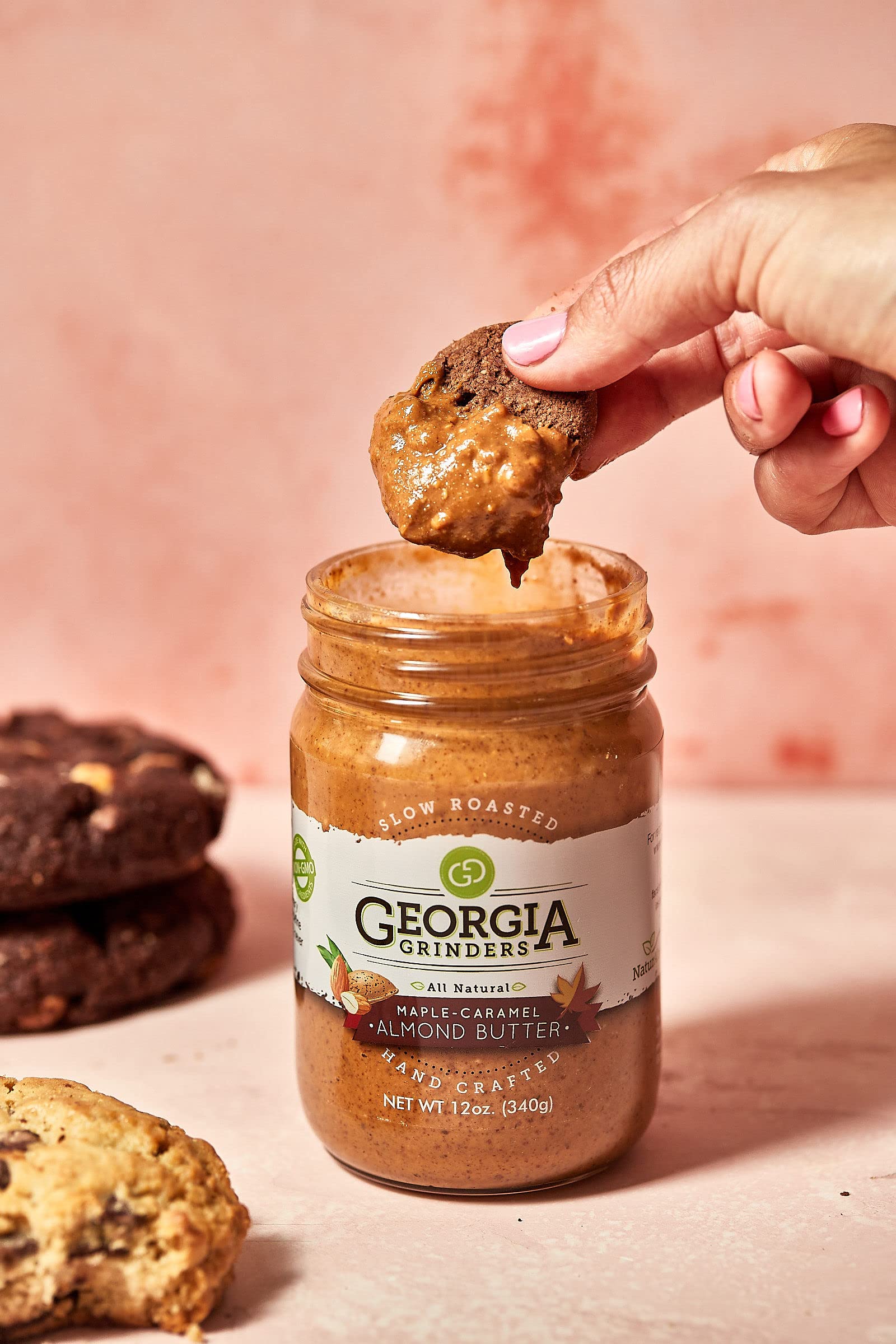 Georgia Grinders Maple Caramel Almond Butter 12oz (6 Pack) - Organic, Non-GMO, Kosher, Gluten Free, No Palm Oil - Sweet Maple Syrup Infused Almond Spread - Perfect for Toast, Smoothies & Healthy Snacks