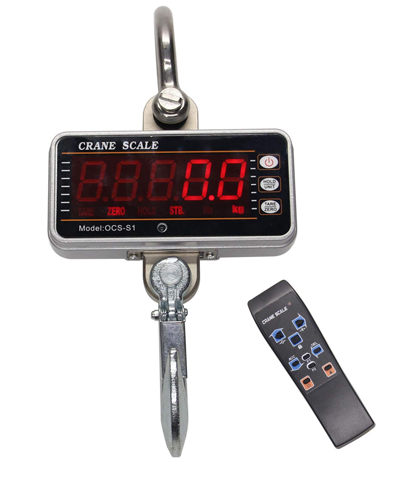 Huanyu 1 Ton Aluminum Digital Crane Scale - High Precision 1000kg/2000lbs Heavy Duty Hanging Scale with Smart LED Display - Perfect for Construction, Warehousing & Industrial Weighing Applications
