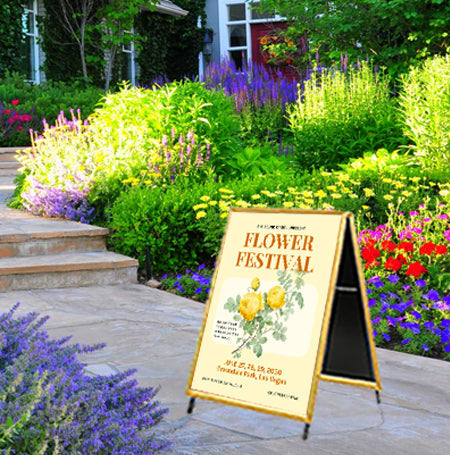 14x22 Inch A-Frame Wooden Snap Sign Holder - 1 1/4 Inch Wide Frame for Outdoor Business Advertising, Restaurant Menus & Retail Displays