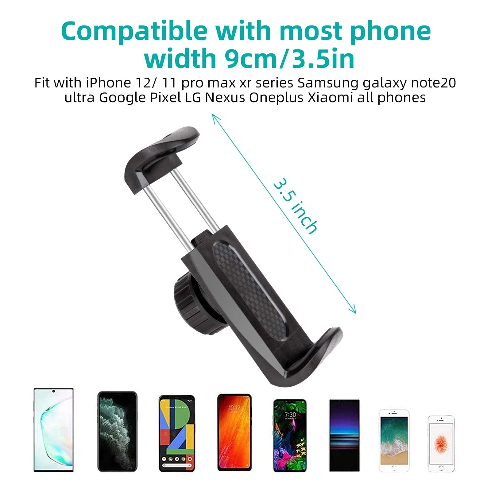 360° Swivel Car Phone Mount Holder for iPhone & Android - Universal Clip-On Rearview Mirror Phone Stand for 3.5-7