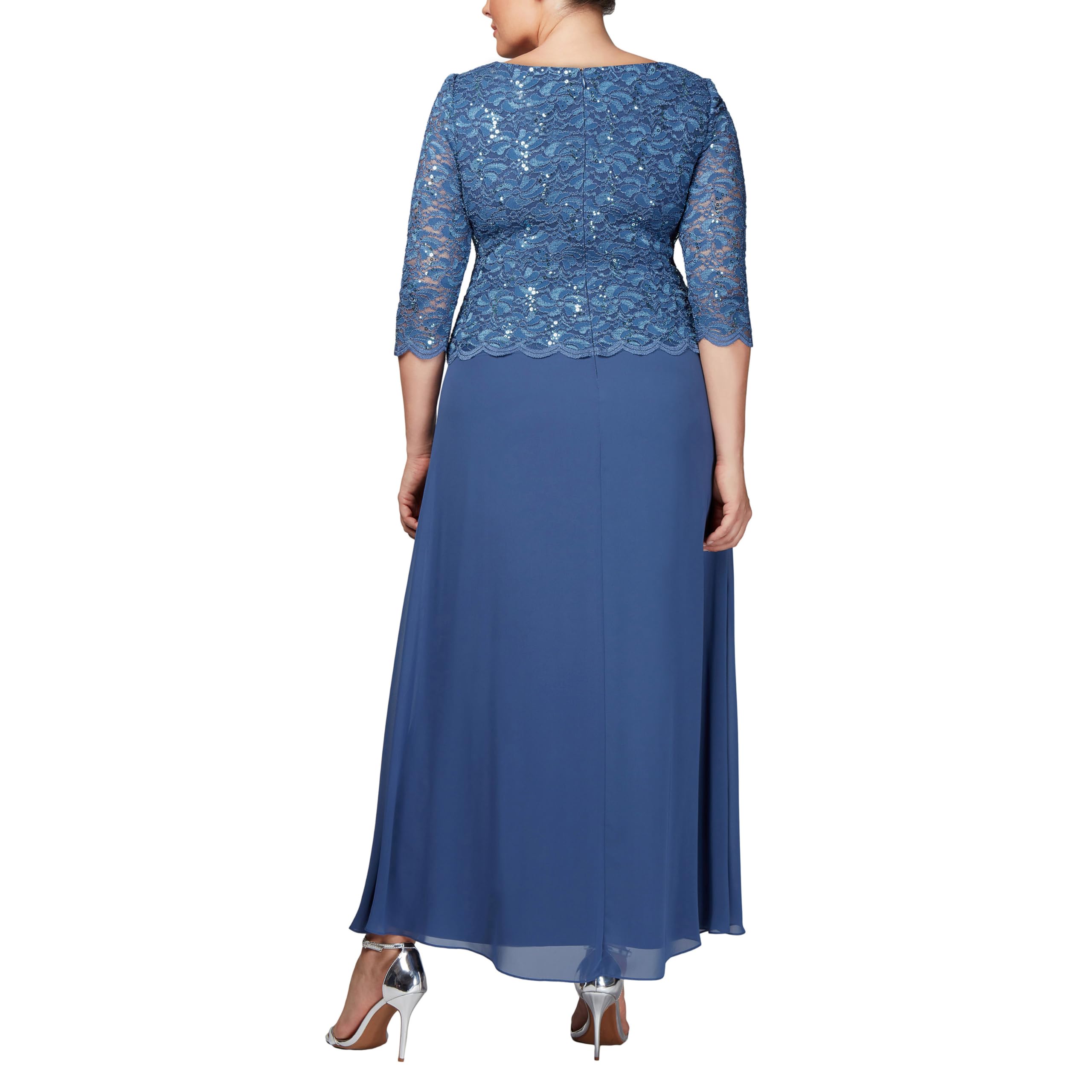 Alex Evenings Women's Plus Size Long Formal Dress with Scalloped Lace Trim - Elegant Evening Gowns for Weddings, Parties & Special Occasions