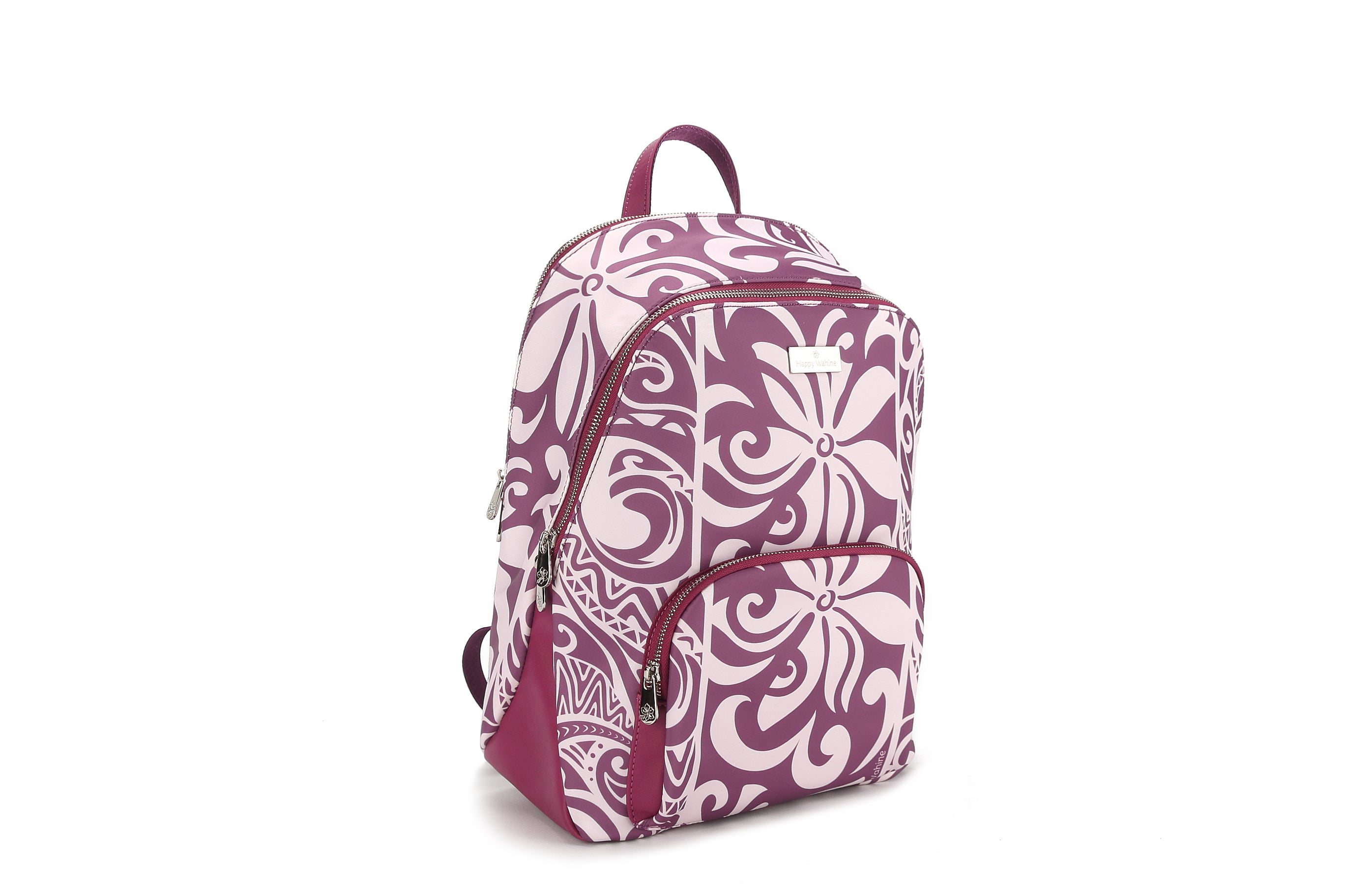 Ke'olu Large Tapa Tiare Mauve Backpack - Stylish & Durable Travel Backpack for Women, School, Hiking & Everyday Use