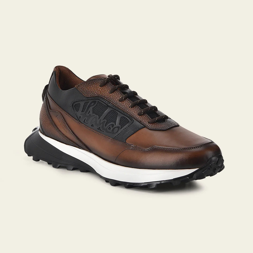 **Men's Cuadra Almond Casual Fashion Cowhide Leather Sneakers - Comfortable & Stylish for Everyday Wear, Work, and Travel**